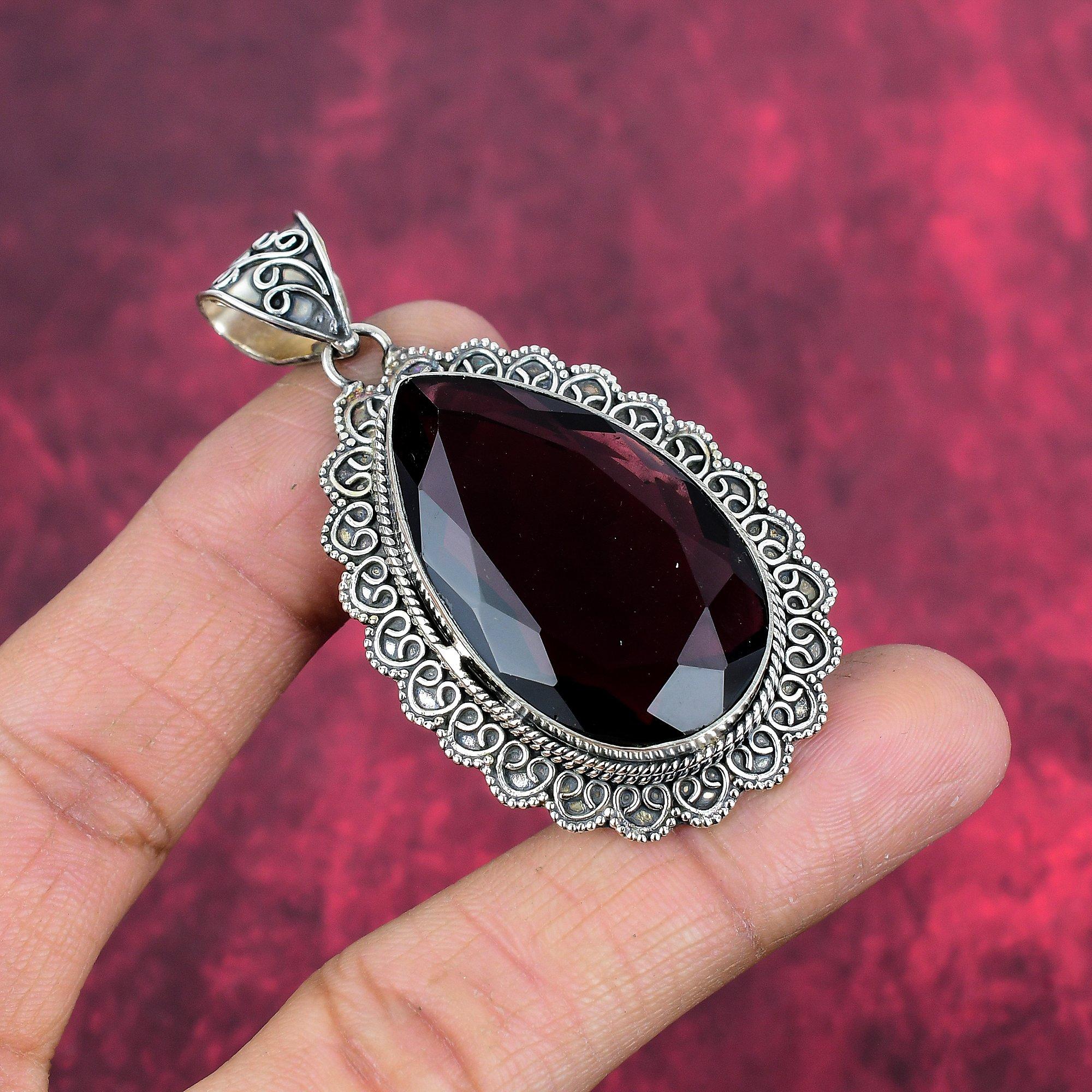 Pandantiv cu ametist roz, pandantiv cu pietre prețioase lucrate manual, bijuterii cu design unic pandantiv din argint 925