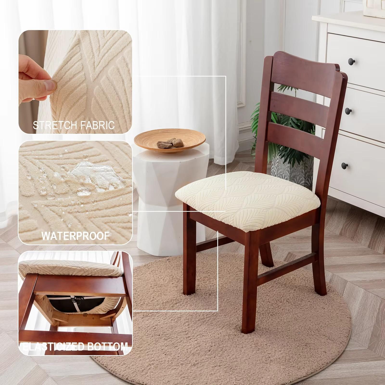 4/6 Pieces, Elastic Lace Up Dining Chair Seat Cover, Thick and Warm, Removable and Washable, Waterproof, Oil Resistant, Anti Slip, Solid Color