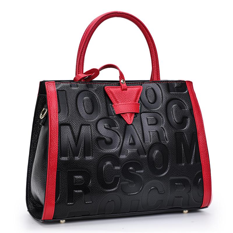 Aidrani  New Fashion Letter Printed Women's Bag Large Capacity High Quality Cowhide Portable Handbag
