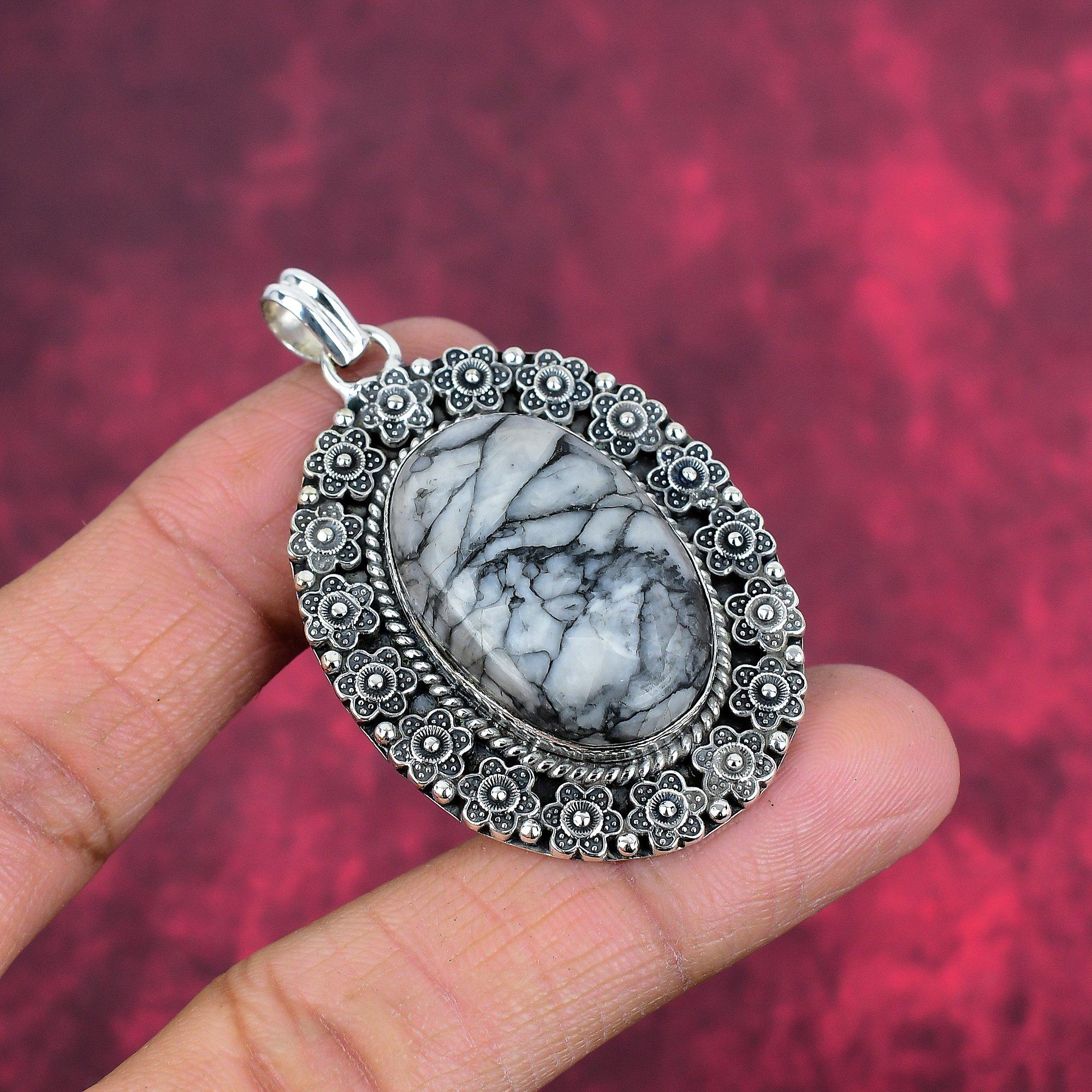 Pinolith Jewelry, 925 Solid Sterling Silver Pendant Handmade Gemstone Jewelry, Gifts For Wife Brand New Pendant