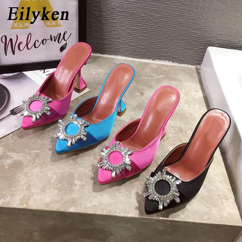 Eilyken Buckle Strange Heel Pumps Soft Slippers Fashion Roma Heeled Sandals High Heels Shoes Pointed Toe Crystal Woman Sexy Bridal Shoes