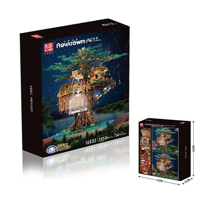 MOULD KING 16033 Kreativní hračky Dům na stromě MOC s LED díly Model Sestava Stavební bloky Cihly Dětské Vánoční dárky