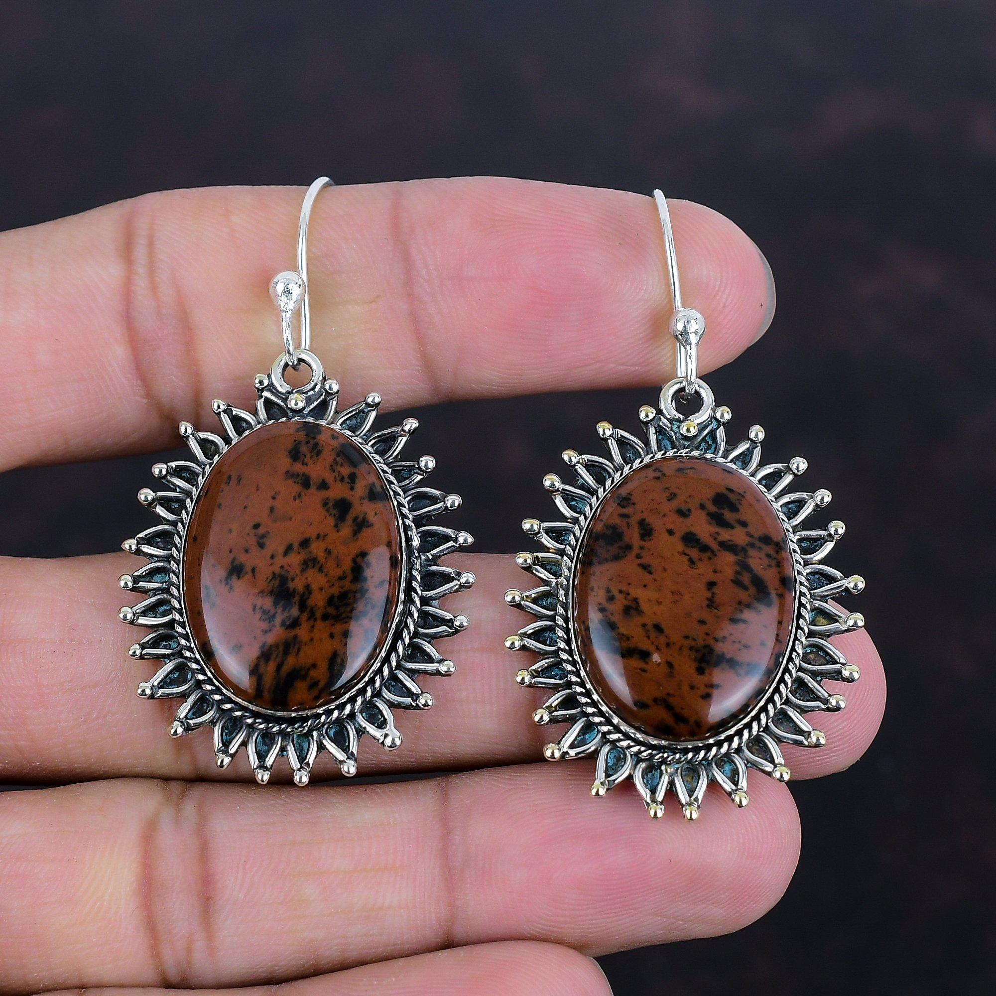 Mahogany Obsidian Earring Real Gemstone Earrings Silver Jewelry Handmade Earring 925 Sterling Silver Earring Unique Earring Gifts For Mother