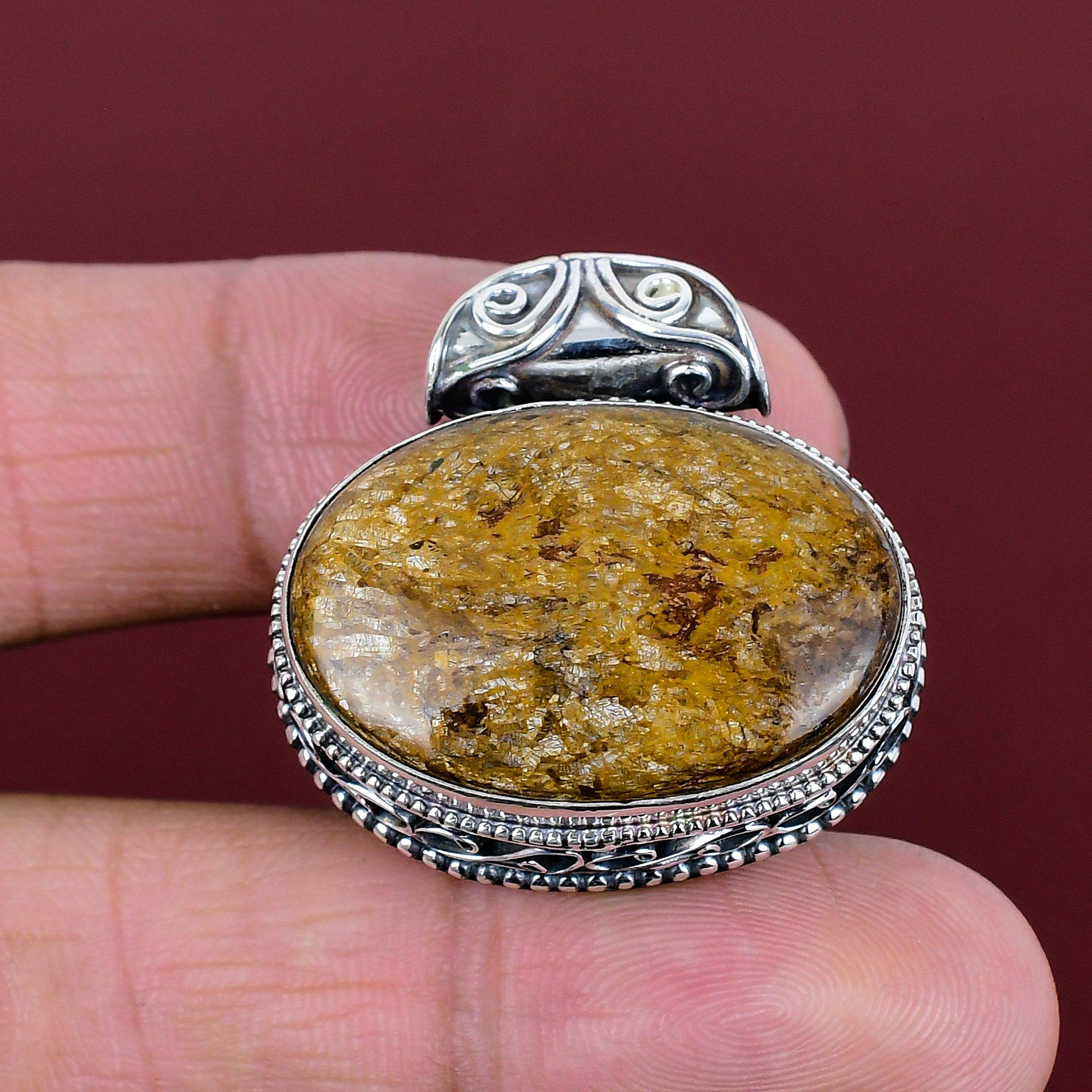 Bronzite Pendant Natural Gemstone Pendant Vintage Pendant Handmade Jewelry 925 Sterling Silver Pendant Birthstone Jewelry Engagement Gifts