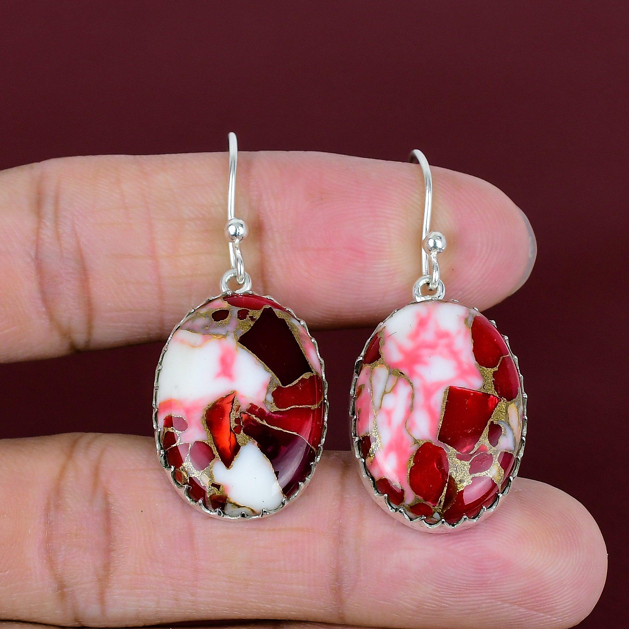 Kingman Red Mohave Copper Turquoise Earrings Awesome Gemstone Earring Elegant Jewelry 925 Sterling Silver Earring Handmade Earring for Gifts