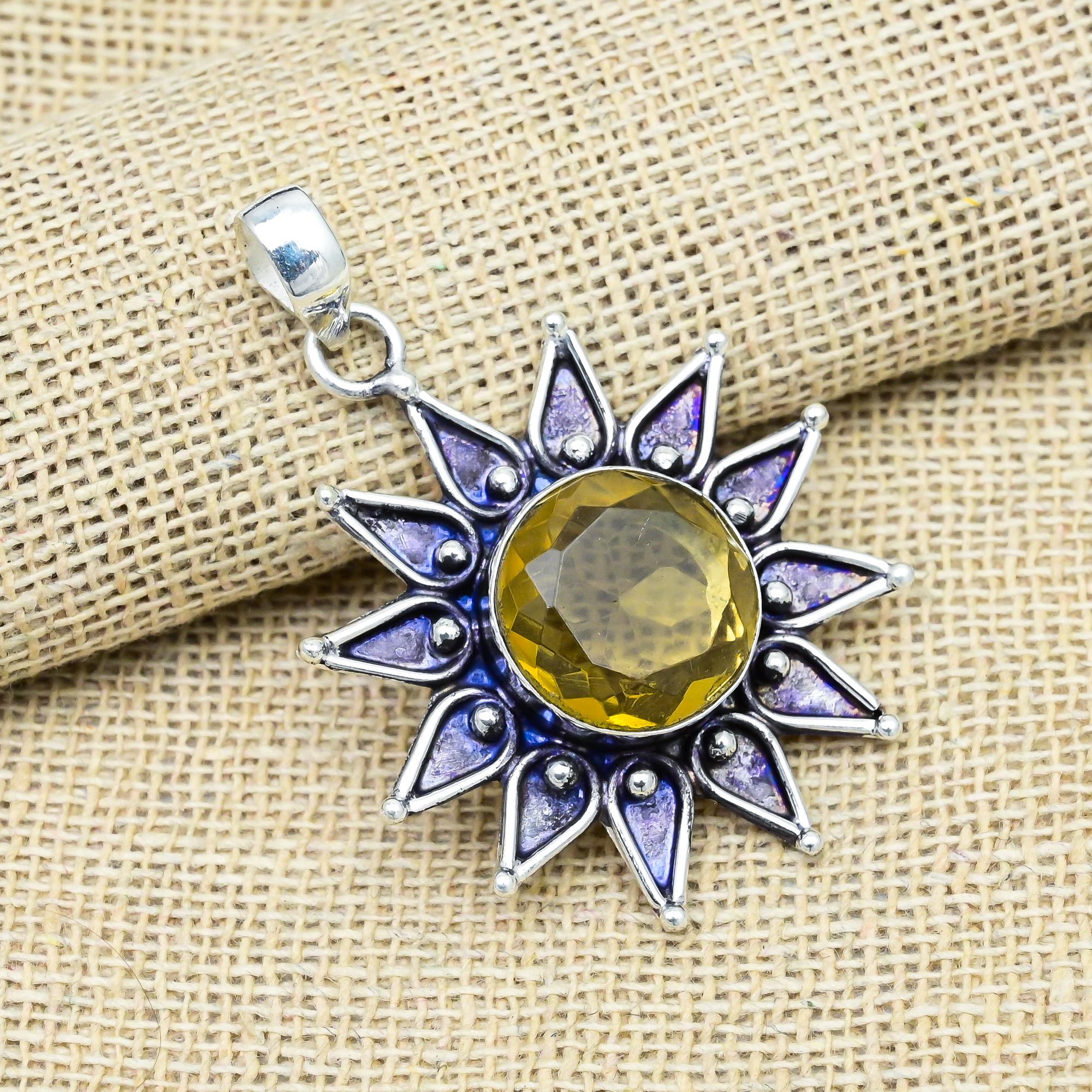 Fantastic Citrine Gemstone 925 Solid Sterling Silver Jewelry Handmade Chain Pendant Gift For Her