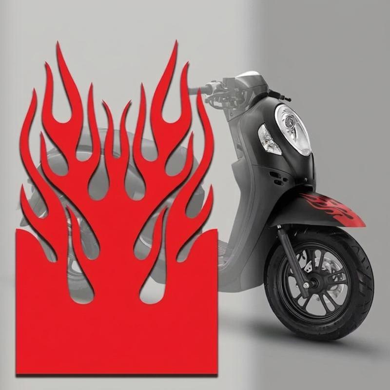 SEAMETAL Waterproof Flame Racing Stripes Reflective Sticker Decal For Motorcycle Electric Scooter Fender Decoration