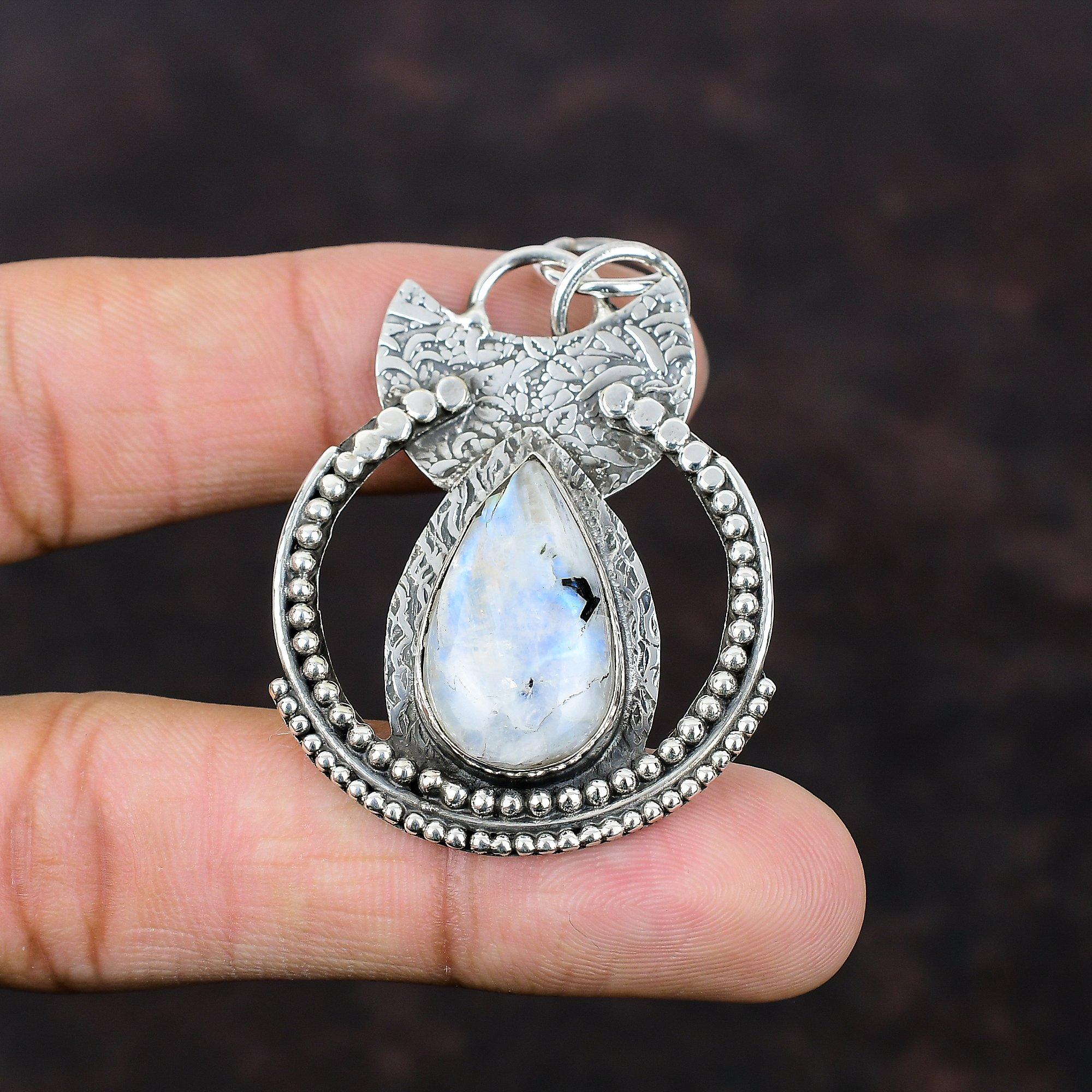 Rainbow Moonstone Pendant Natural Gemstone Pendant Handmade Jewelry 925 Sterling Silver Pendant Amazing Jewelry Gift For Him Elegant Pendant