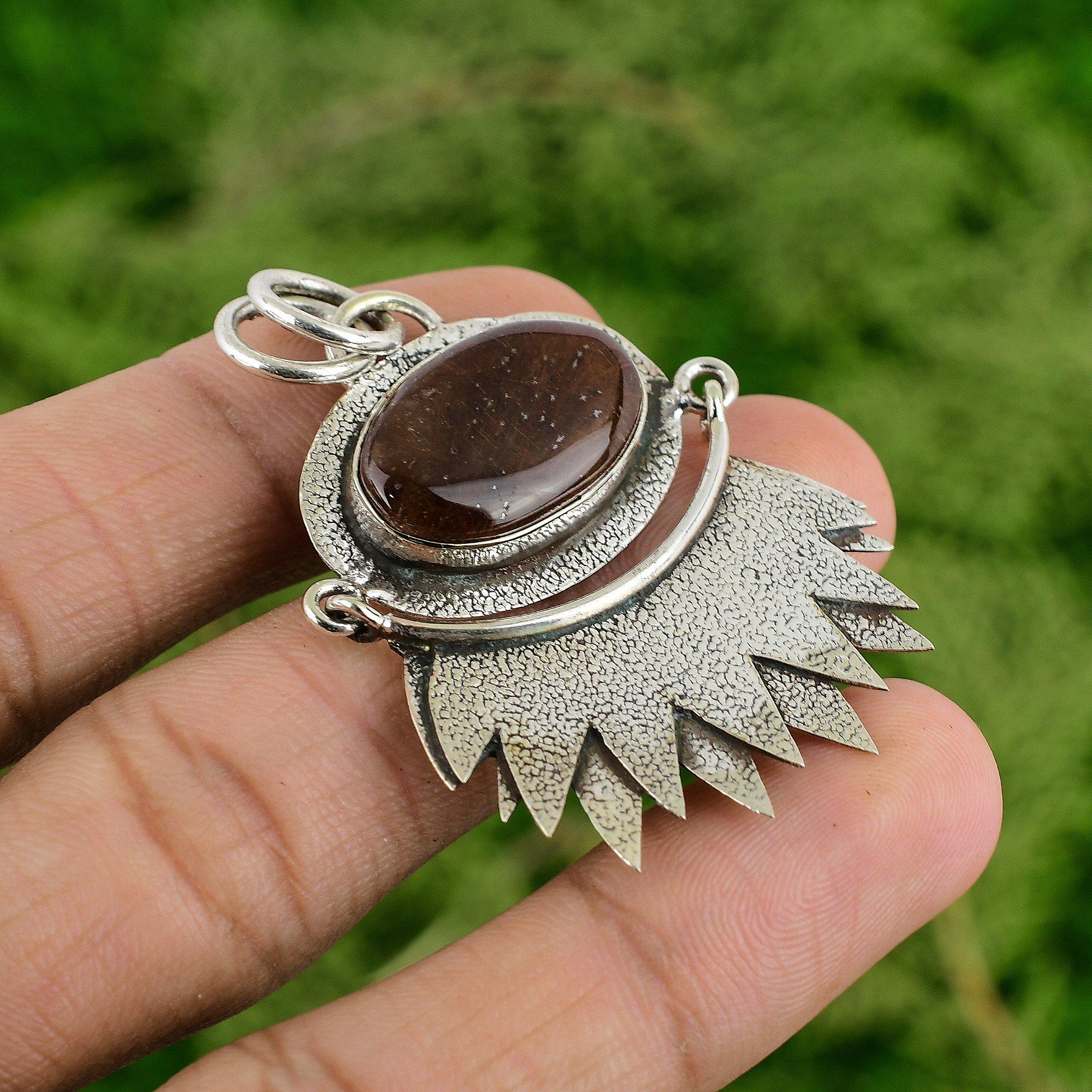 Daughters Day Sale Elestial Quartz Gemstone 925 Sterling Silver Pendant Jewelry