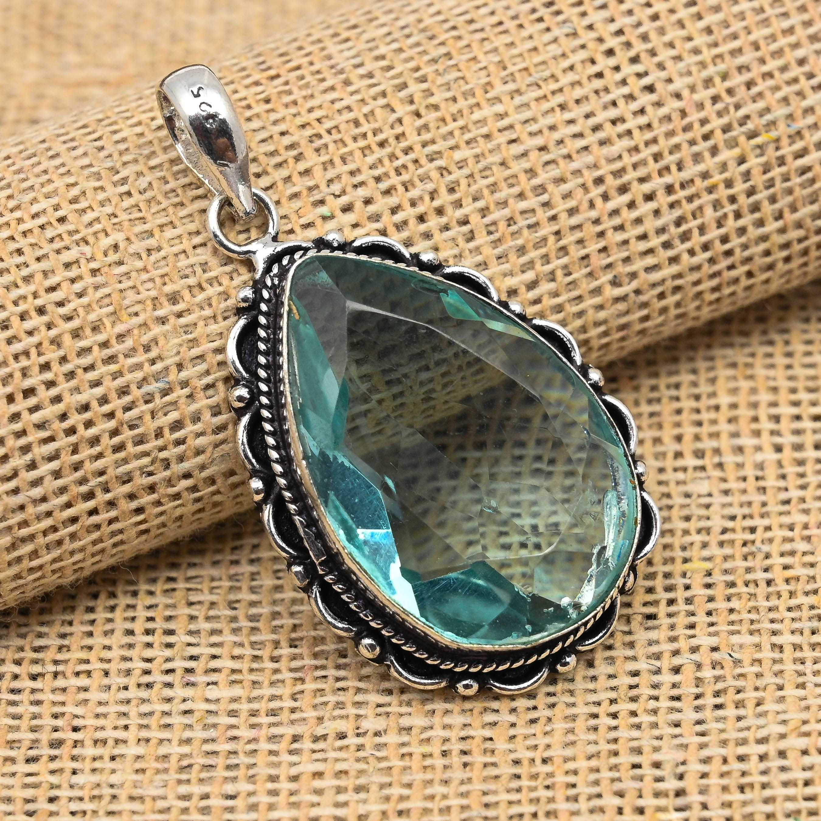 Aqua Apatite Gemstone Handmade 925 Solid Sterling Silver Lavish Pendant For Women