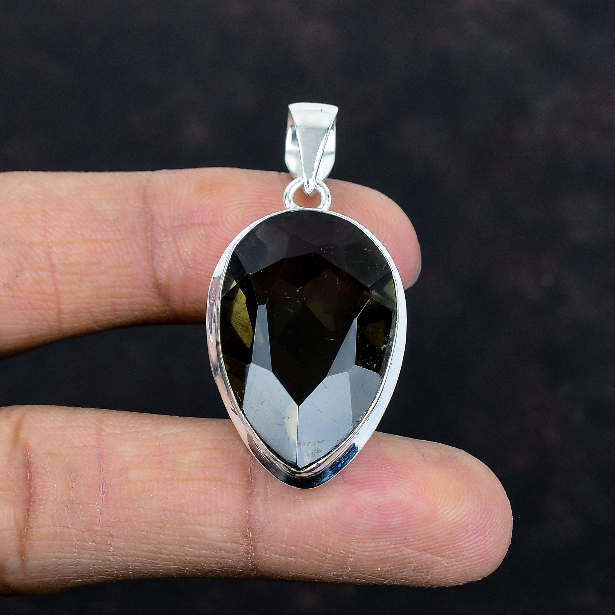 Faceted smoky quartz pendant top quality gemstone jewelry 925 sterling silver pendant handmade pendant latest design jewelry gifts for wife