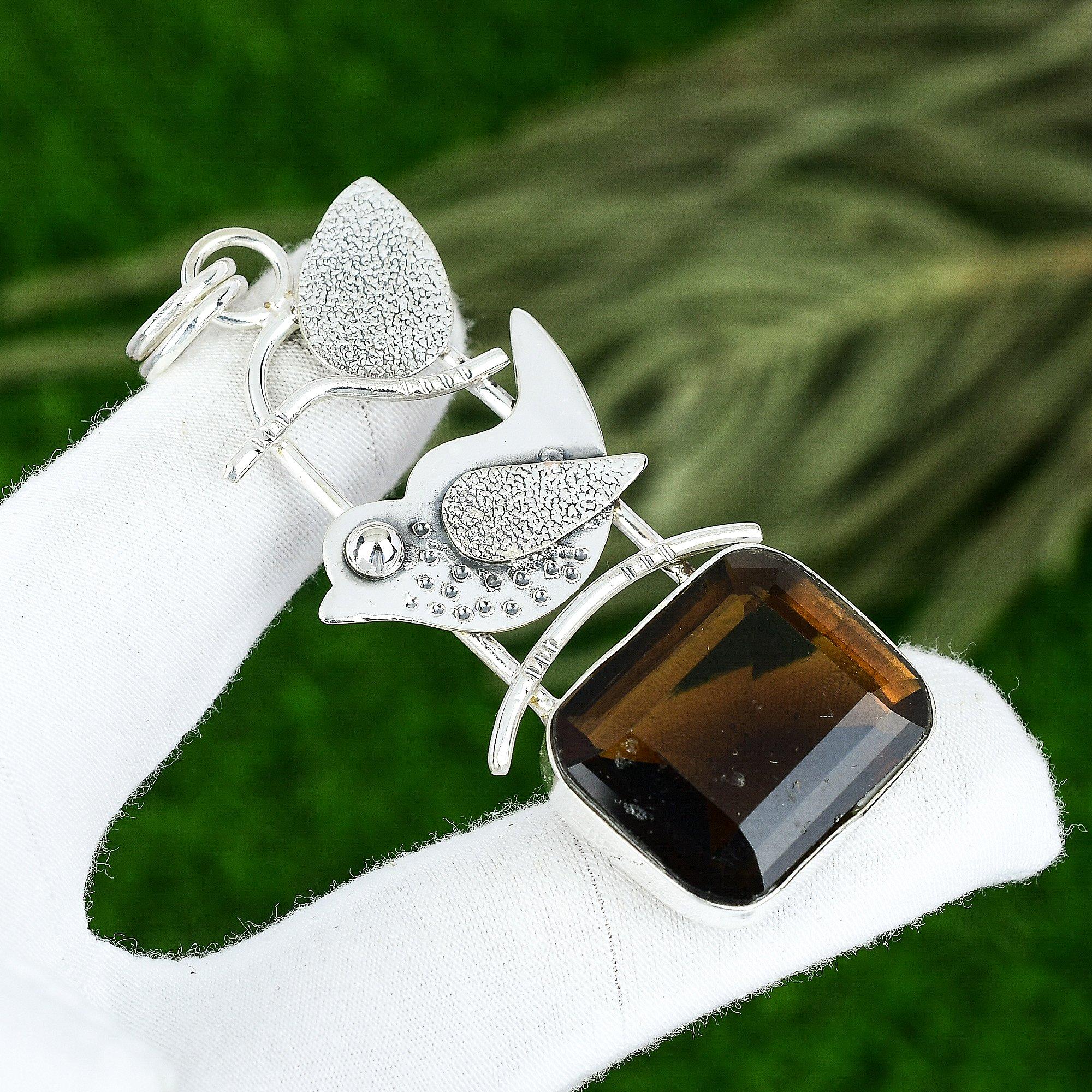 925 Sterling Silver Root Chakra Smoky Quartz Stone Mother Engagement New Pendant