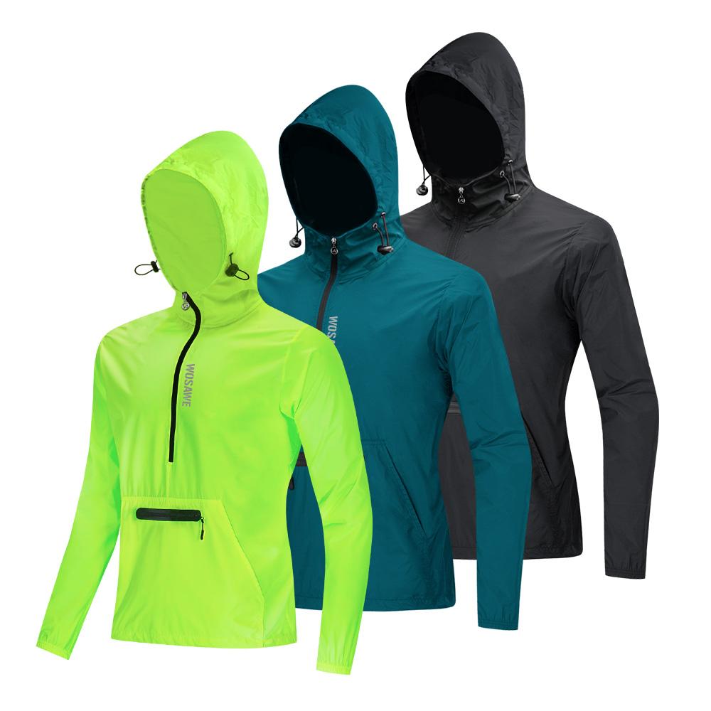 Wosawe Cycling Jacket Hooded Hi Vis Waterproof Windproof Bike Jersey Bicycle Wind Coat
