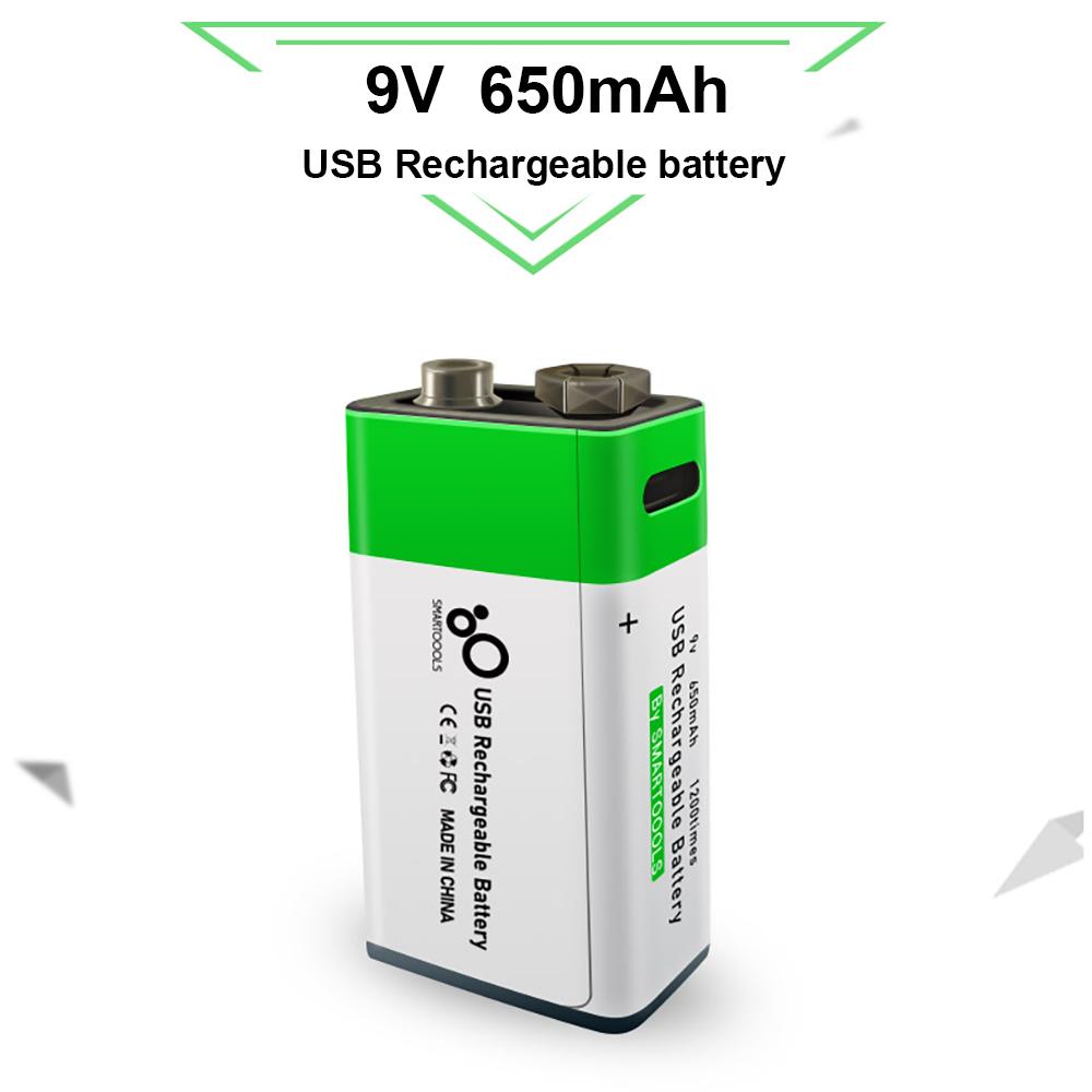 9V 650mAh Lithium Rechargeable Battery USB Charging 9 V Li-ion Square Battery for Toy Remote Control KTV Multimeter Microphone