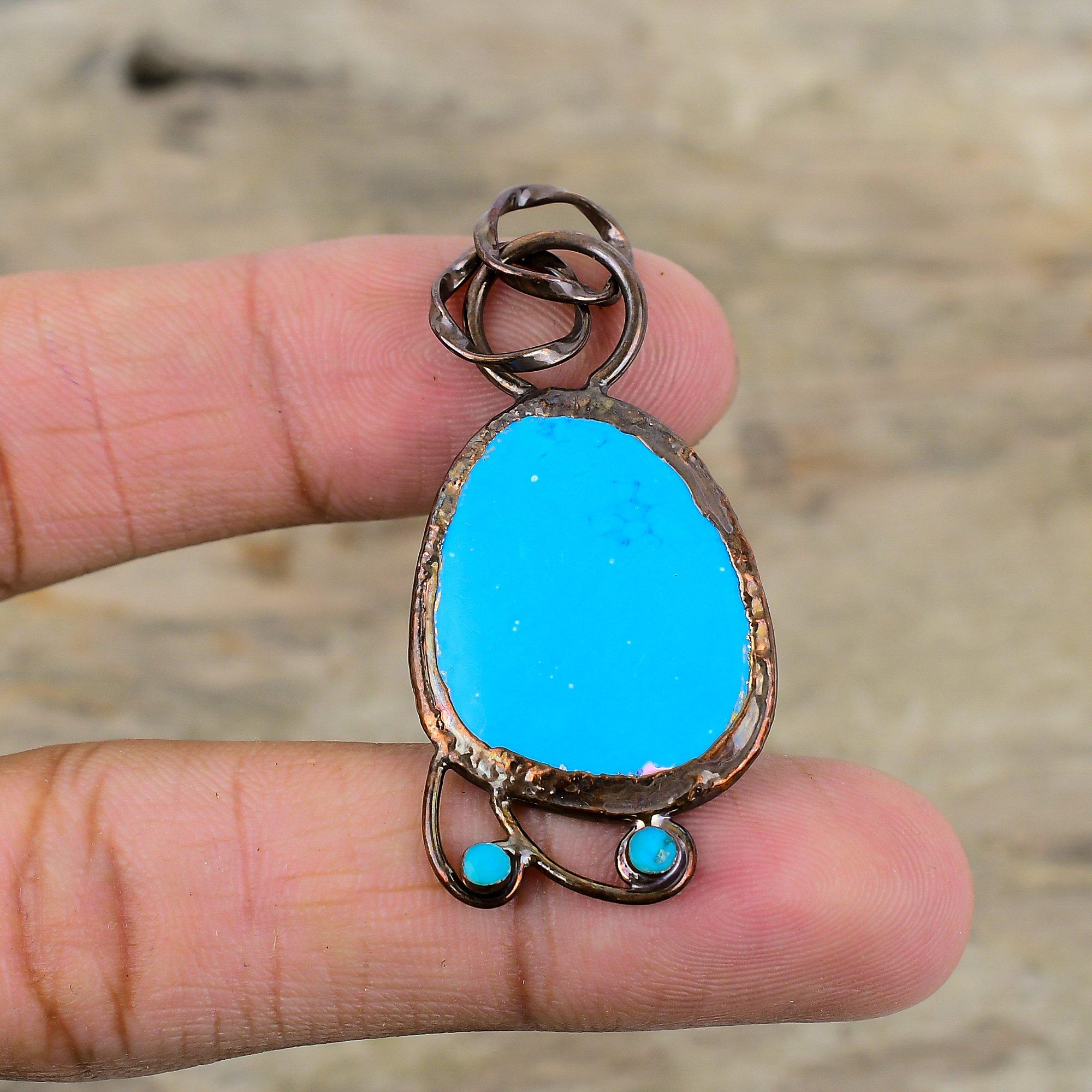 Arizona Turquoise Gemstone Pendant Electroformed Copper Pendant Handmade Pendant Electroformed Jewelry Gift For Her Beautiful Copper Jewelry