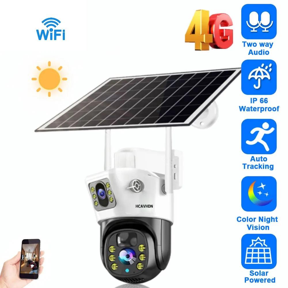 Solar Wireless Surveillance Camera Outdoor CCTV Camera PIR Human Detection Color Night Vision Security Protection