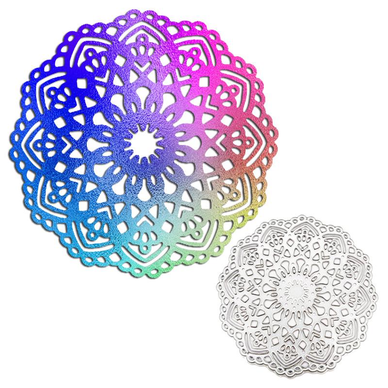 Mandala okrągła girlanda wzór wzór wykrojniki do metalu DIY Scrapbooking szablon do wytłaczania prace ręczne z papieru szablon albumu