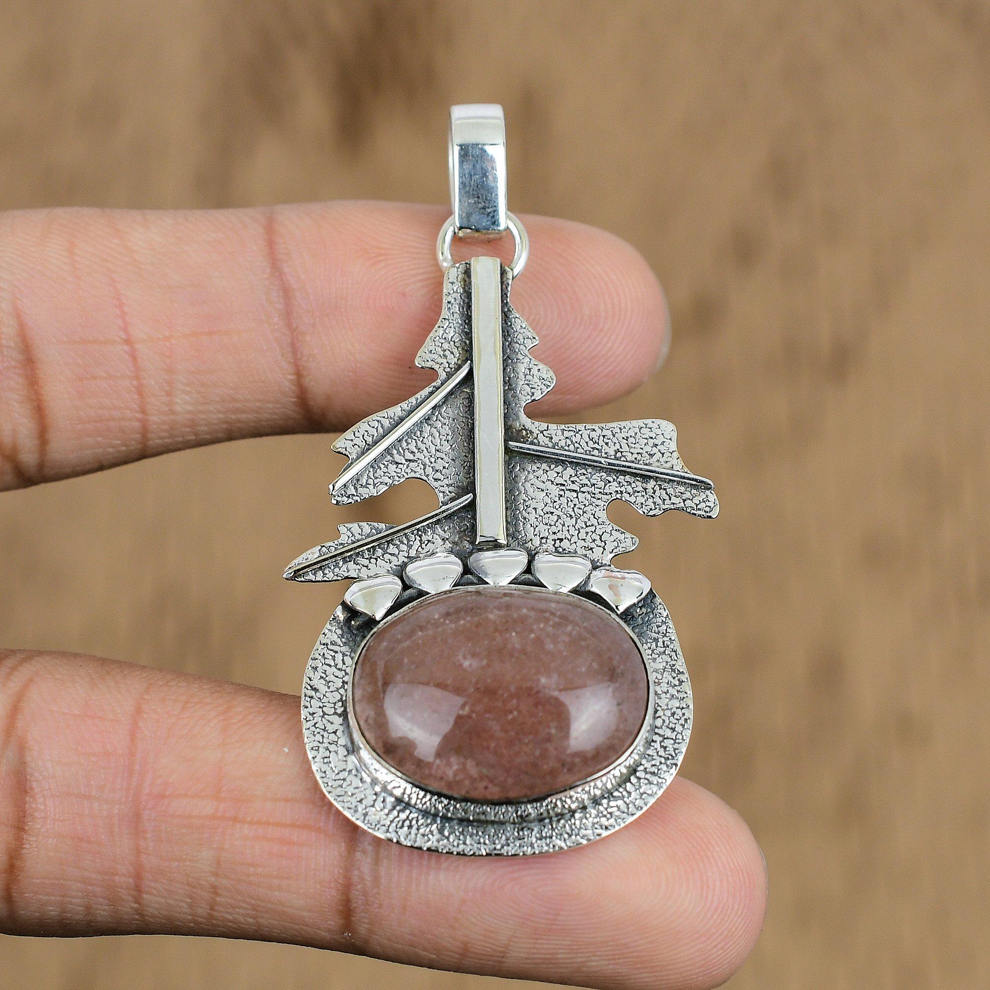 Natural Sunstone Gemstone Indian Jewelry 925 Sterling Silver Pendant For Women