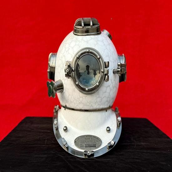 White Scuba Diving Helmet Mark V 45.72 Cm Maritime Ship's Decorative Helmet Best Décor Gift