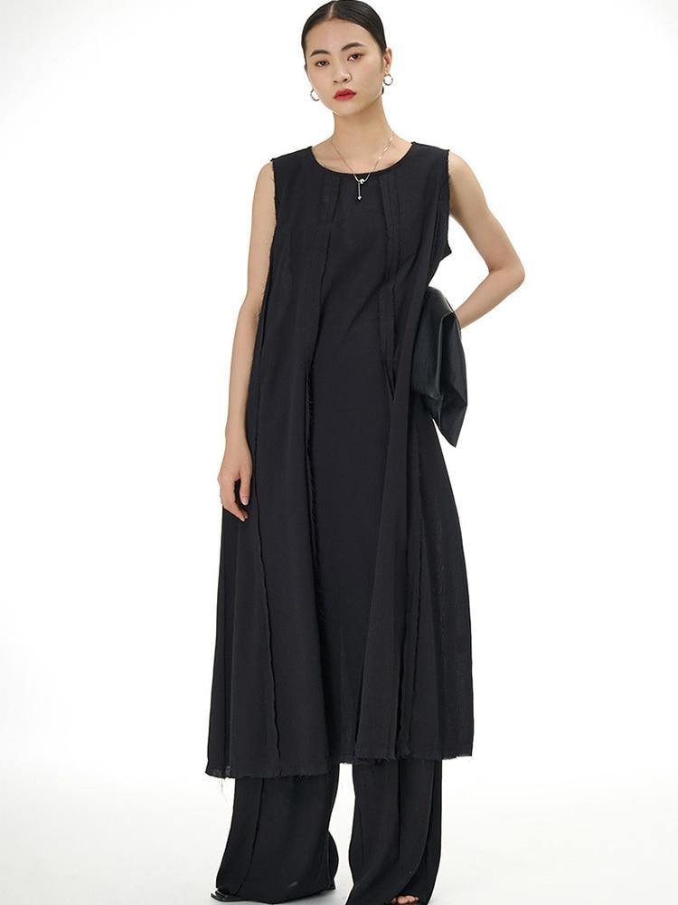 Xitao Ärmelloses Einfarbig Kleid Sommer Neue Frauen Kleid DMJ1917