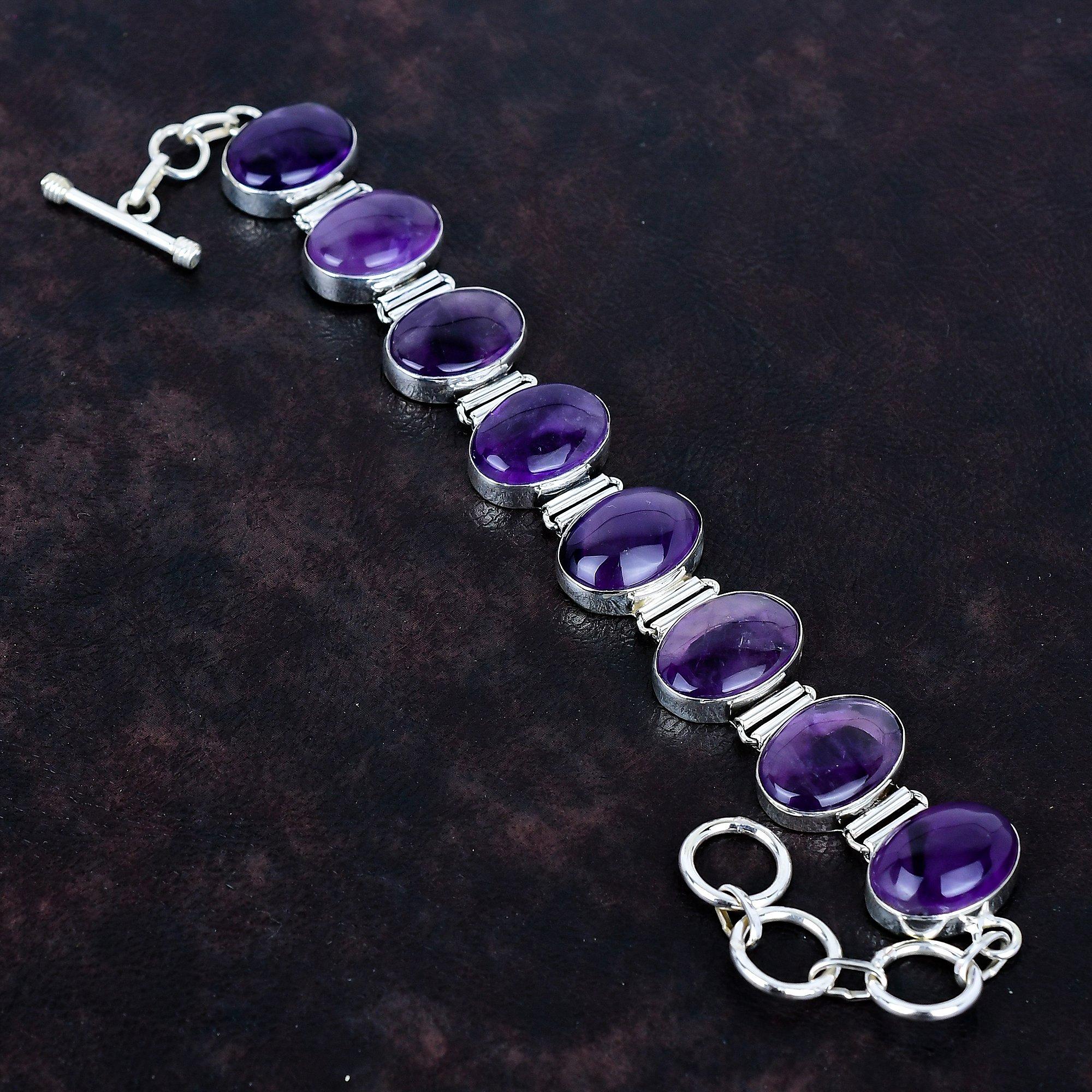 Star Amethyst Bracelet 925 Sterling Silver Adjustable Chain Bracelet Brand New Jewelry Genuine Gemstone Bracelet Handmade Bracelet for Gifts