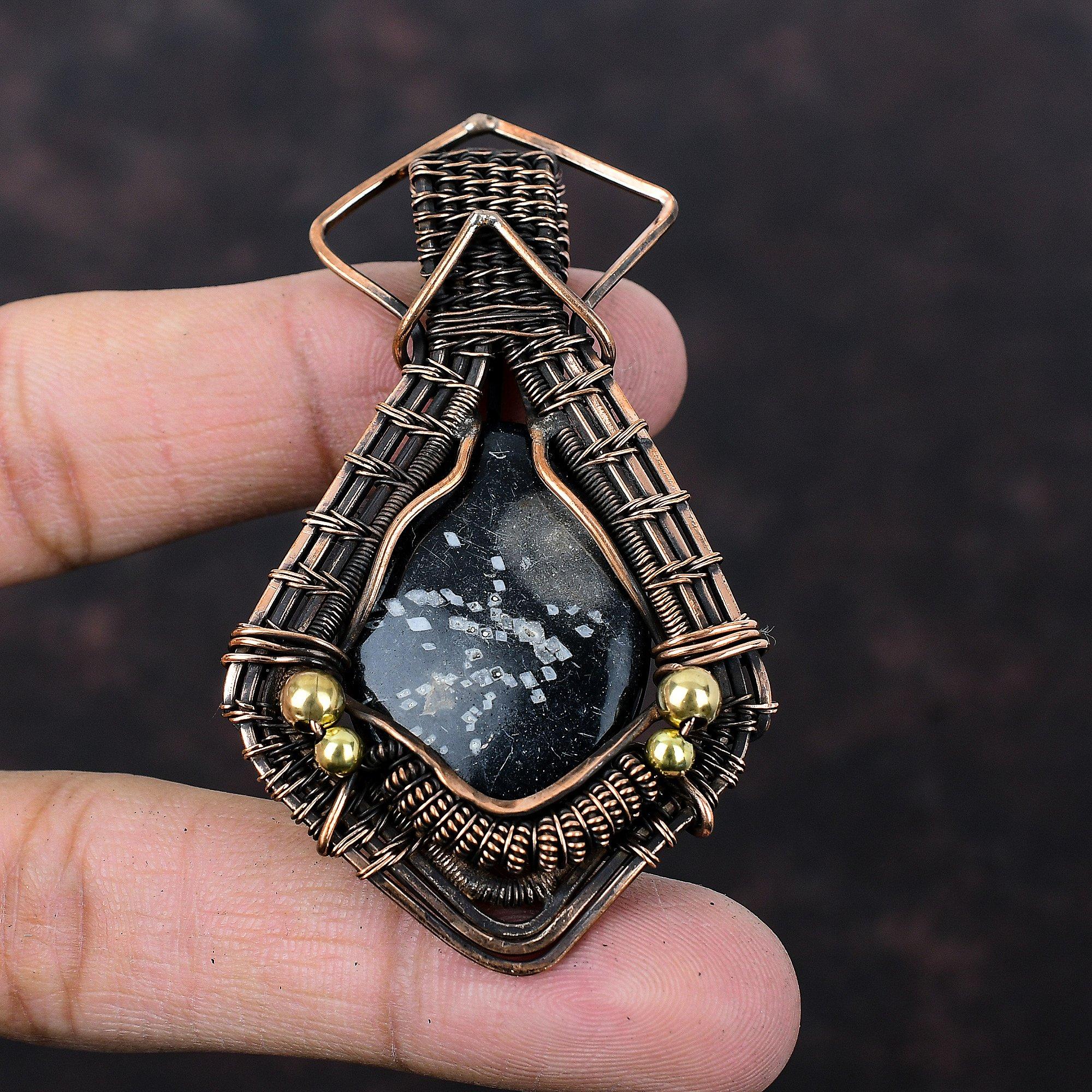 Chrysanthemum Gemstone Pendant Copper Wire Wrapped Pendant Handmade Pendant Copper Wire Wrap Jewelry Engagement Gift Chrysanthemum Jewelry