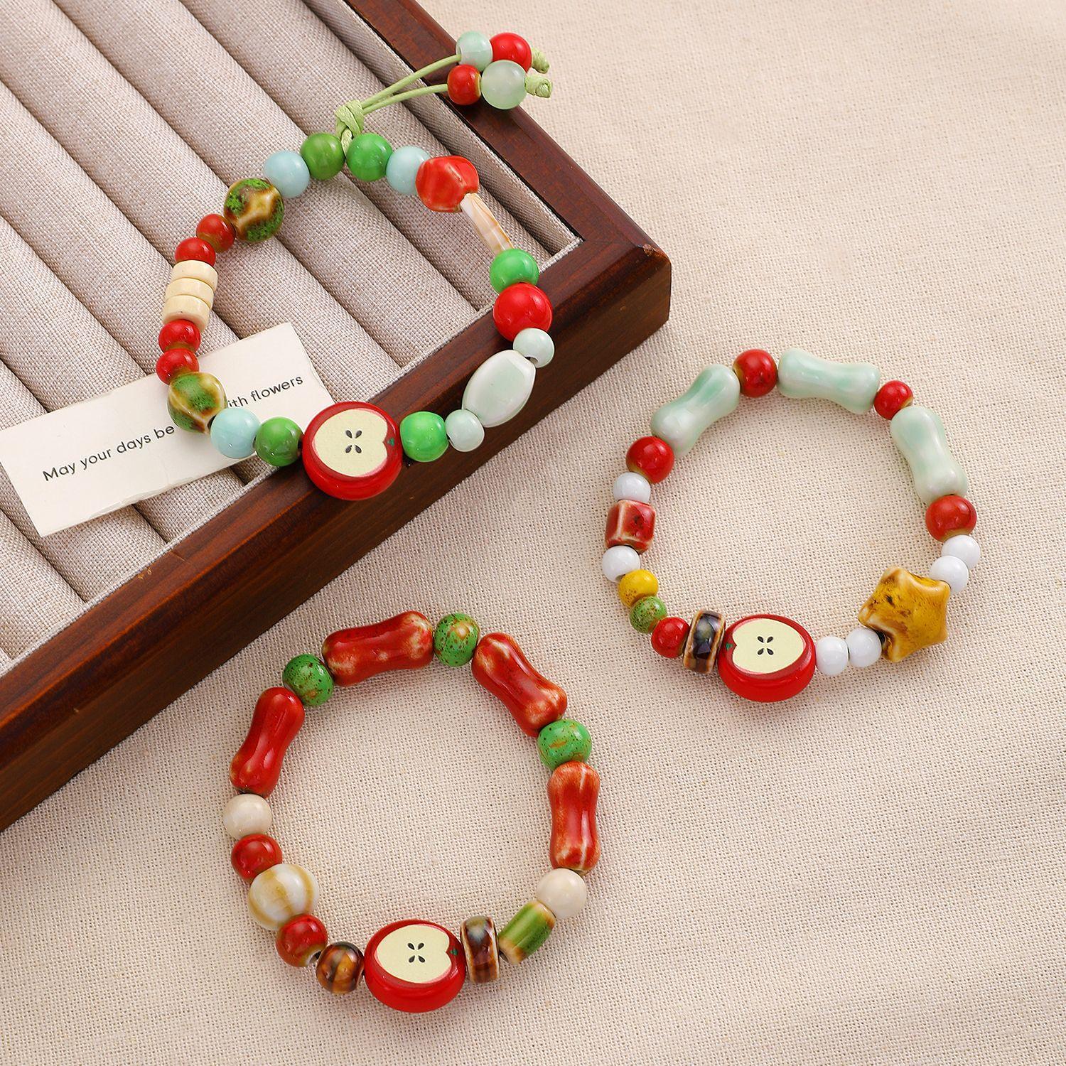 Sweet Temperament Fashion Apple Core Shaped Ceramic Bracelets