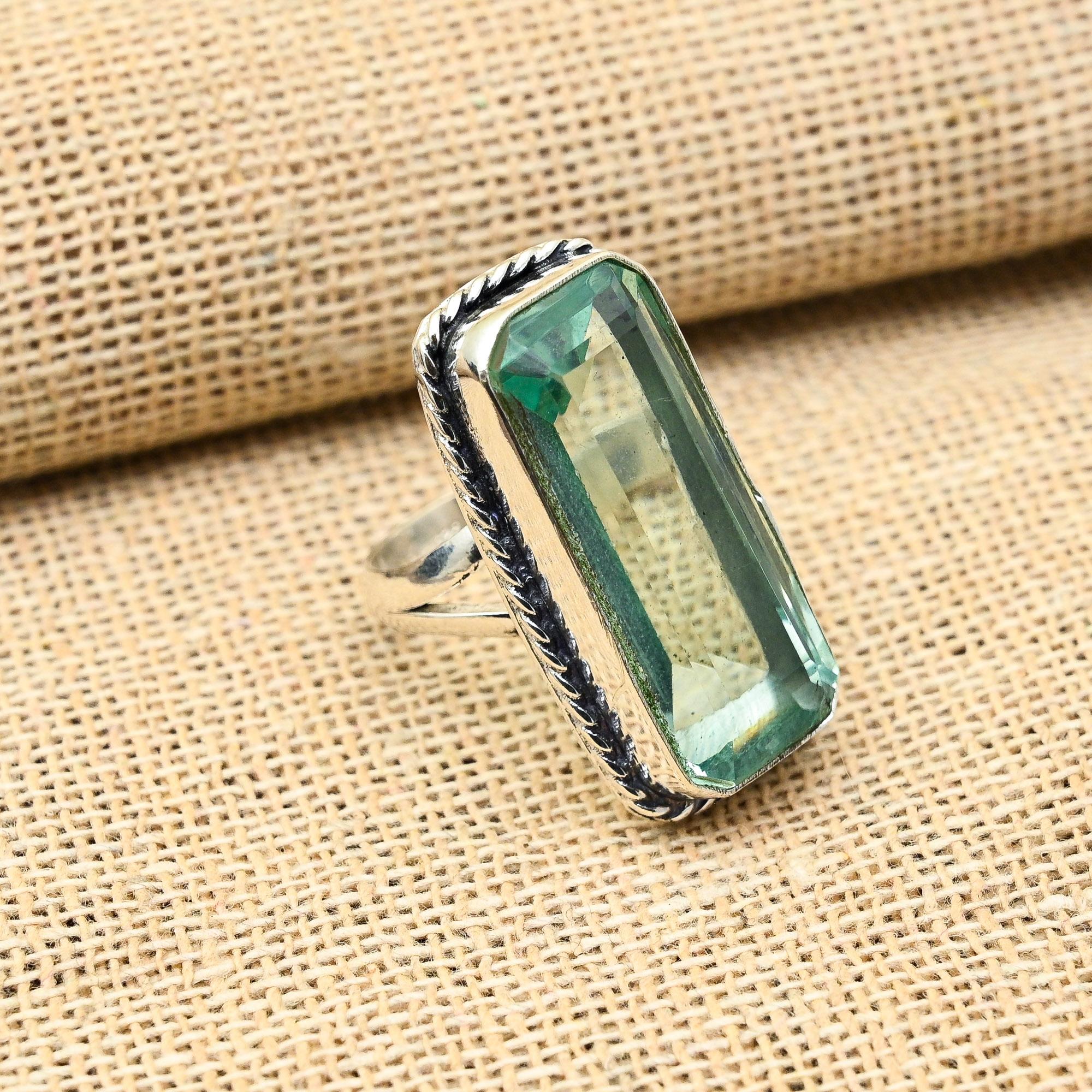 Glorieux Aqua Apatite pierre précieuse fait à la main 925 solide bague en argent sterling pour cadeau de mariage