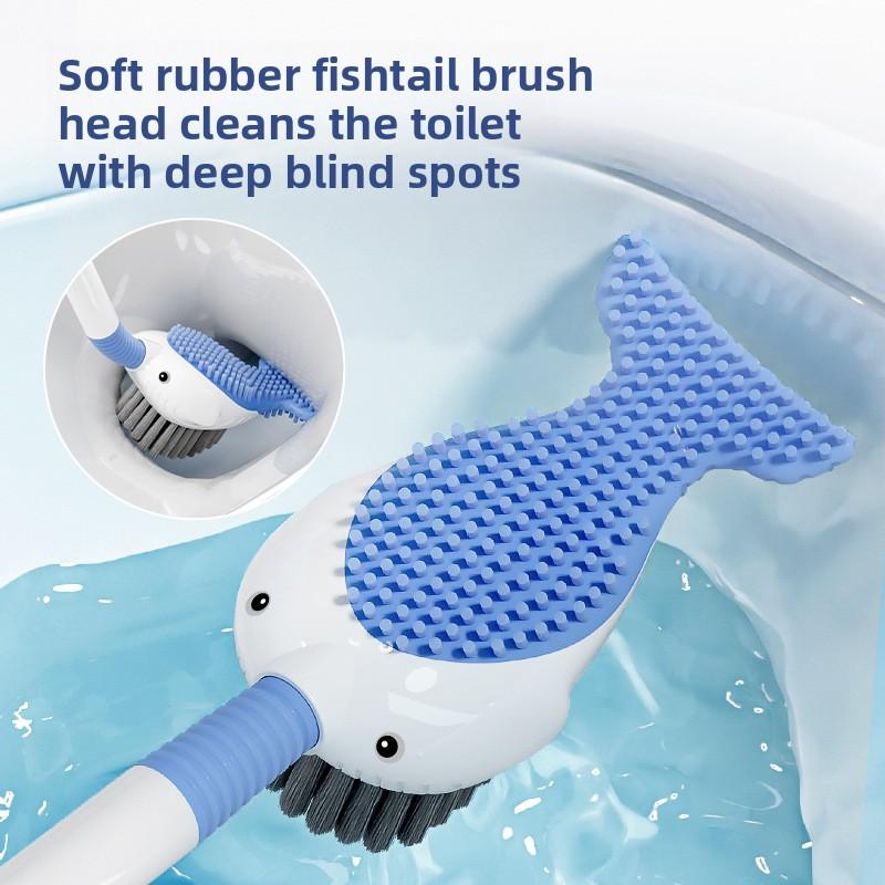 Liquid Injection Silicone Toilet Brush with Suction Cup Holder Strong Cleaning No Dead Corners