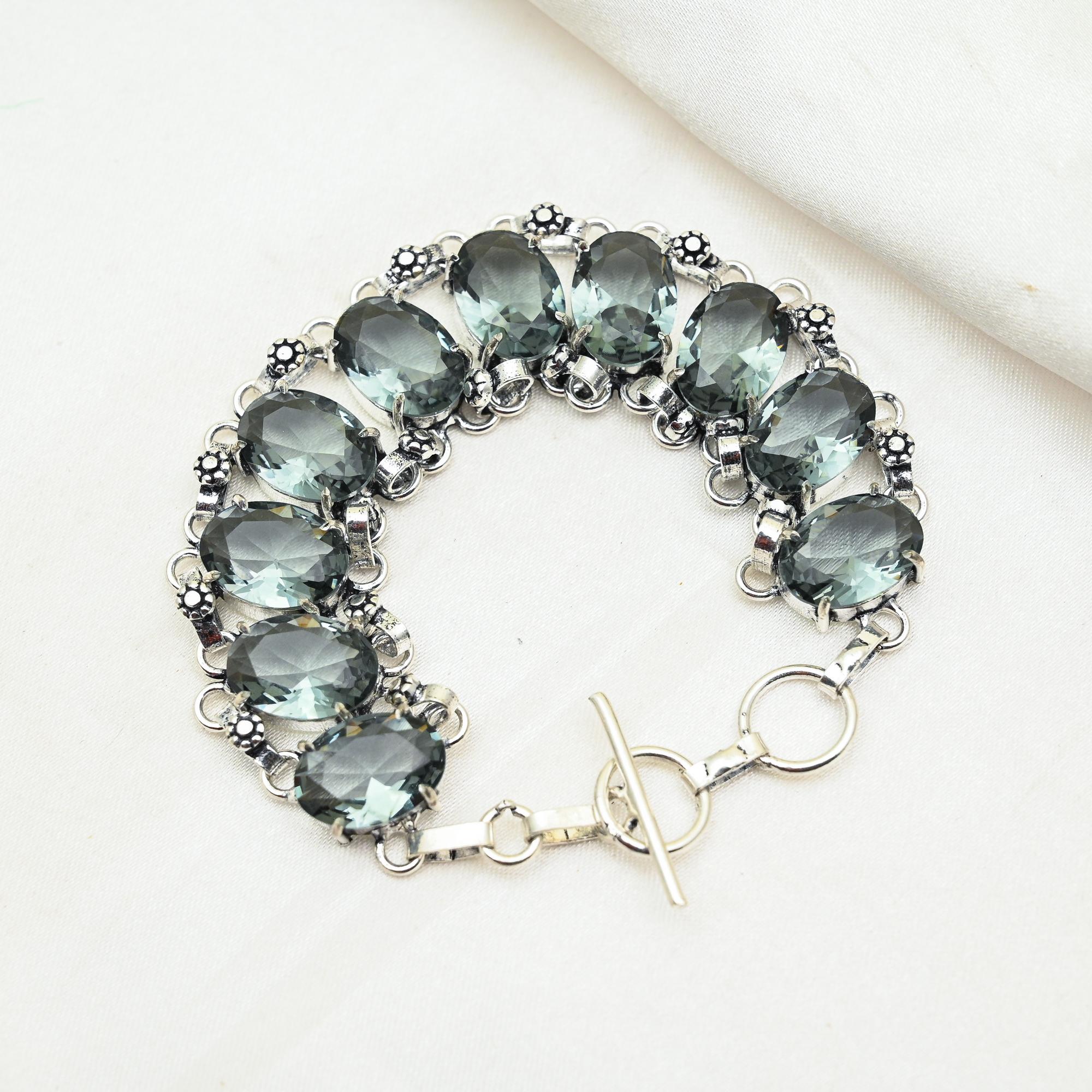 Alexandrit Armband Handgjorda Ädelstenssmycken, 925 Sterlingsilver Armband, Justerbart Kedjearmband, Gåva Till Mamma Fint Armband