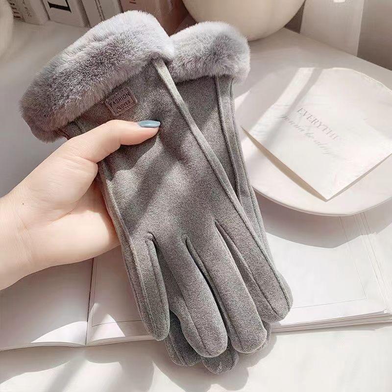 New Men's Warm Full Finger Gloves Winter Touchscreen Plus Fleece Gloves Woman Thickening Wool Knitted Cycling Driving Gloves