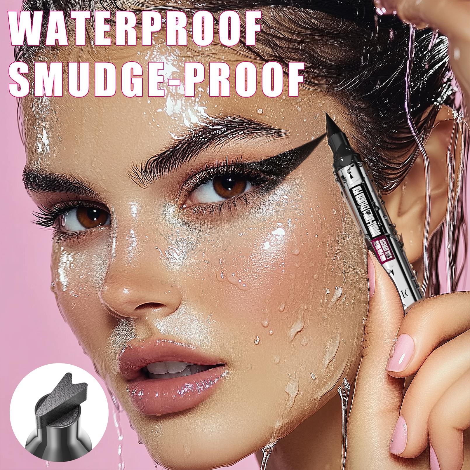 Doppelendiger Siegelstempel Flüssiger Eyeliner Wasserdicht Schnelltrocknend Schwarzer Eyelinerstift mit Eyeliner Kosmetik Augenende Eyeliner