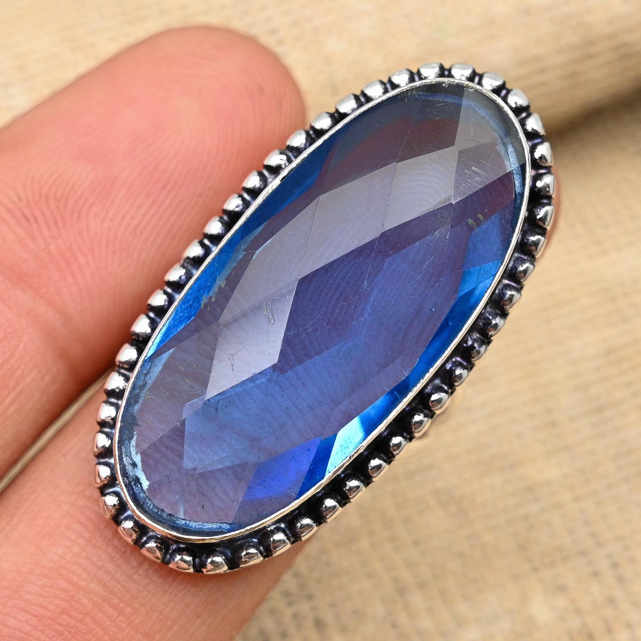 Tanzanite Gemstone Handmade 925 Sterling Silver Ring Jewelry For Christmas
