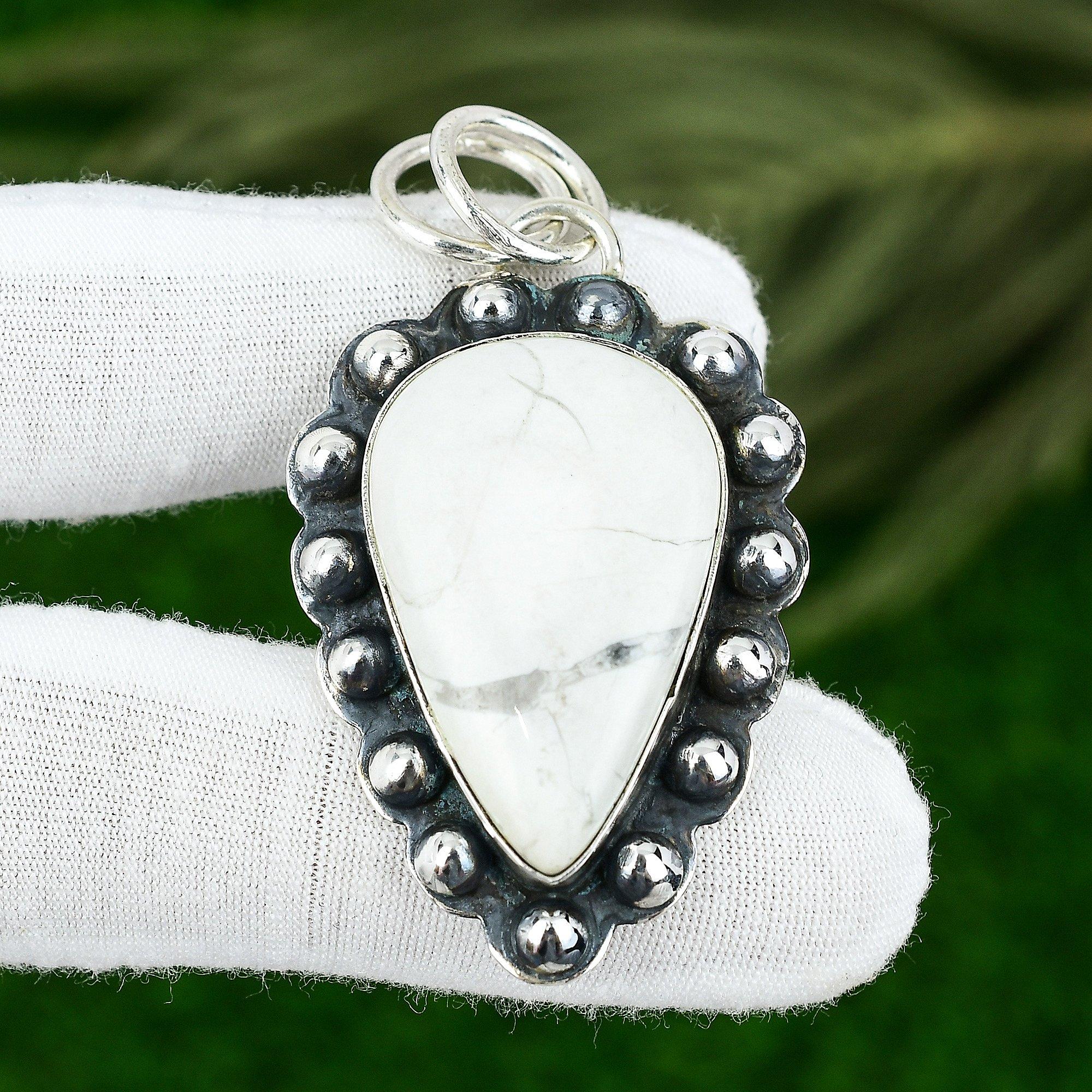 Friendship Day Deal Natural Howlite Bezel Pendant Jewelry 925 Sterling Silver