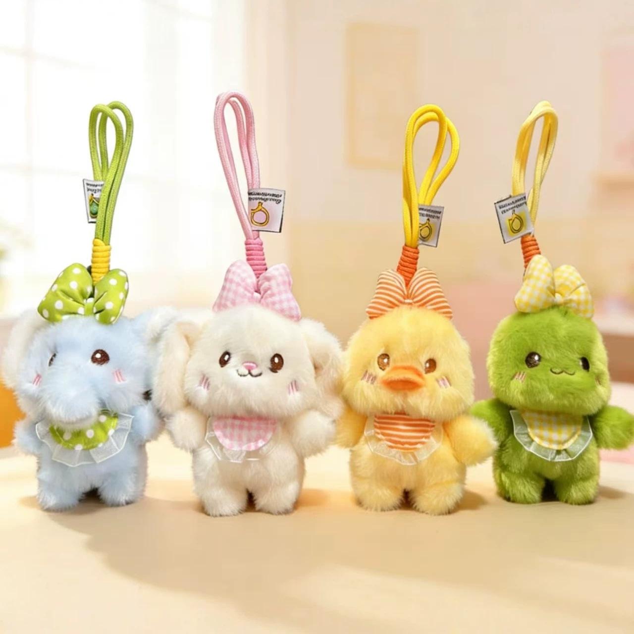 Cartoon Plush Duck Elephant Keychain Keyring Bag Pendant Stuffed Doll