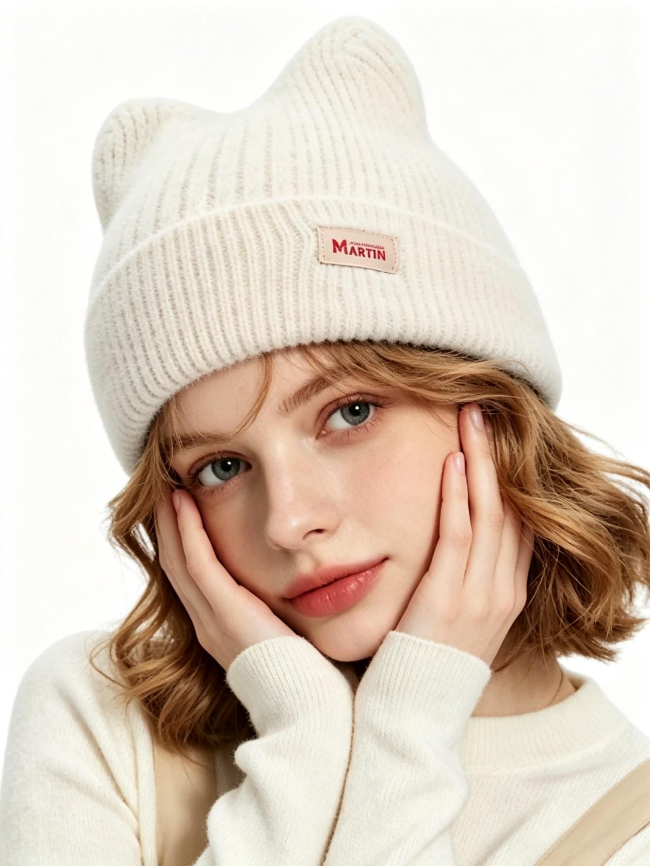 Nové Ženy Roztomilé kočičí uši Zimní čepice Móda Umělá kožešina Pletená čepice Styl Kpop Měkké čepice Čepice Dámské Candy Barvy Streetwear Čepice