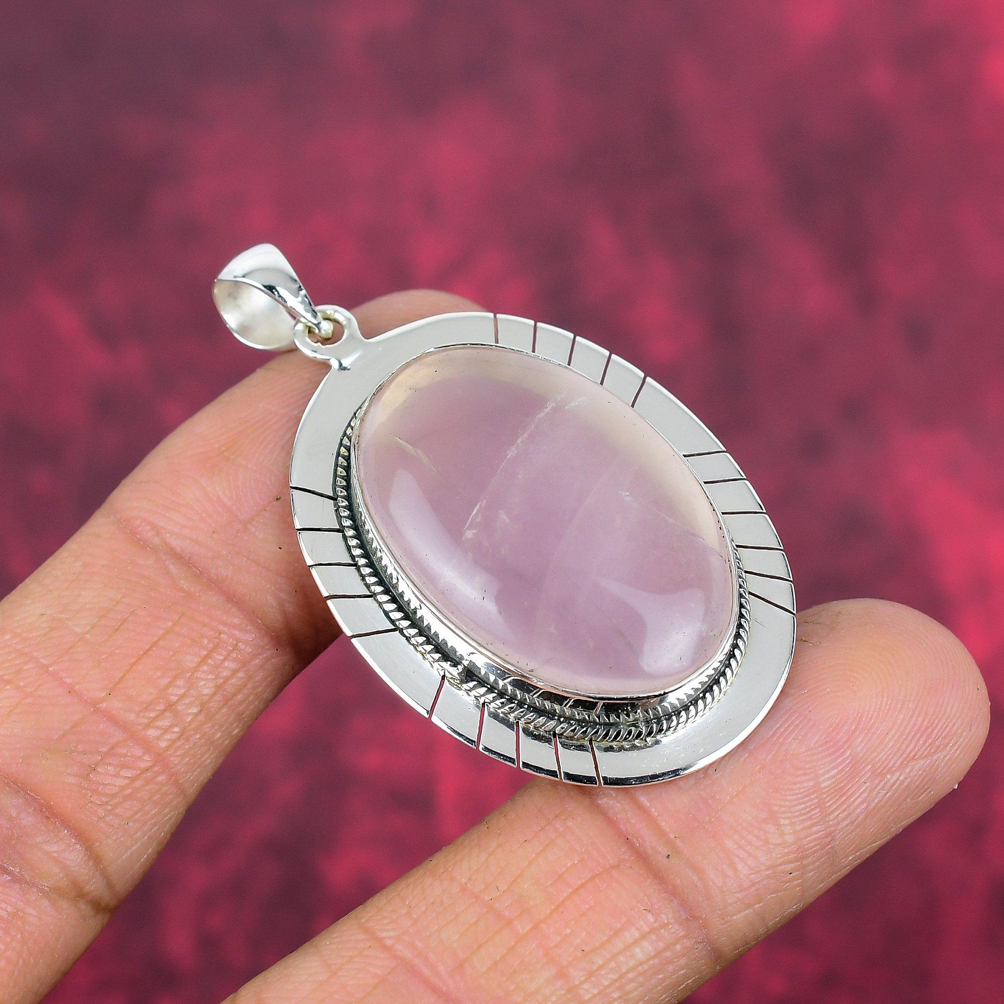 Rose Quartz Jewelry, 925 Solid Sterling Silver Pendant Handmade Gemstone Jewelry, Gifts For Wife Brand New Pendant