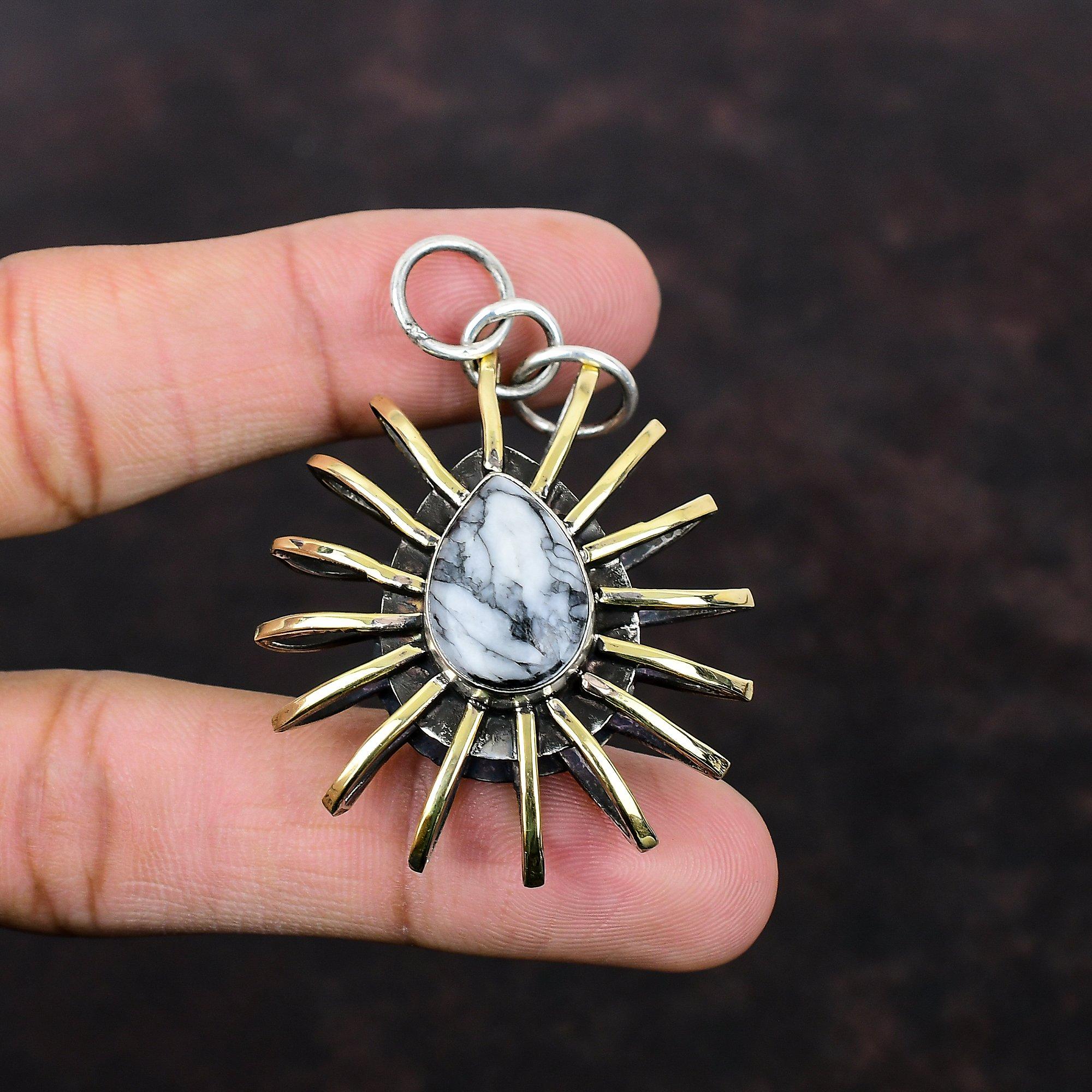 Pinolith Jasper Pendant 925 Sterling Silver Pendant 18K Gold Plated Pendant Handmade Cage Jewelry Very Pretty Gemstone Pendant Gift For Girl