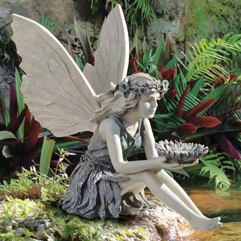 Fairy Statue Resin Garden Decoration Angel Sculpture Girl Craft Desktop Ornament
