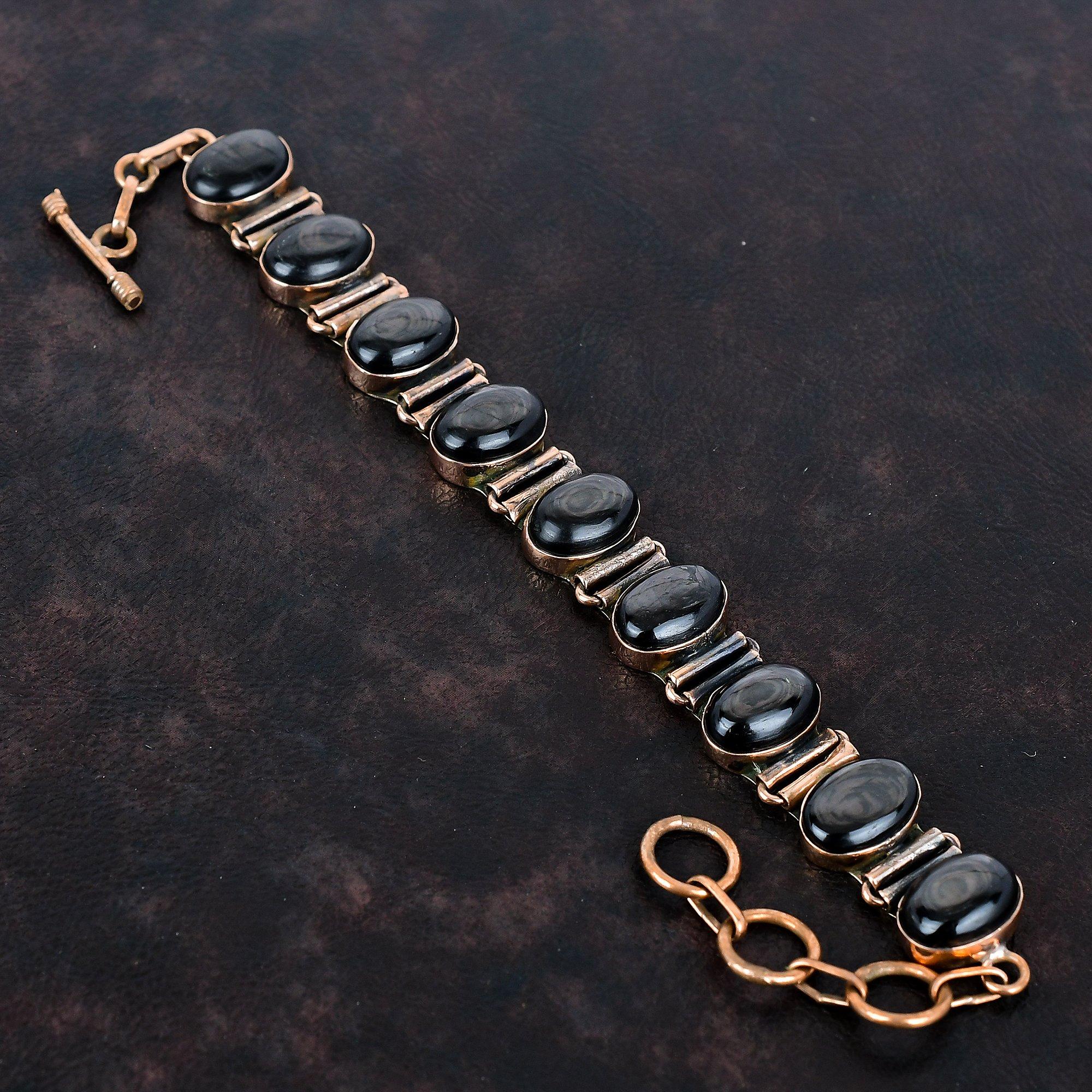 Brățară cu piatră prețioasă hipersten, brățară din cupru, brățară cu lanț reglabil, brățară delicată făcută manual, bijuterii din cupru foarte frumoase, cadouri pentru femei