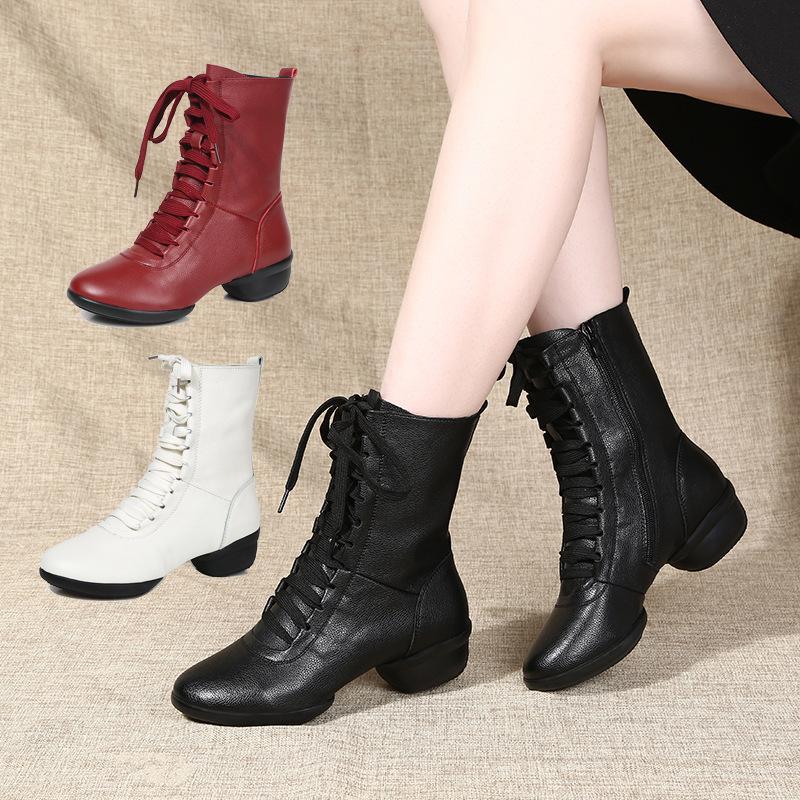 Modern Dance Shoes Jazz Dance Sneakers Latin Teacher Dance Shoes High Top Dance Boots Square