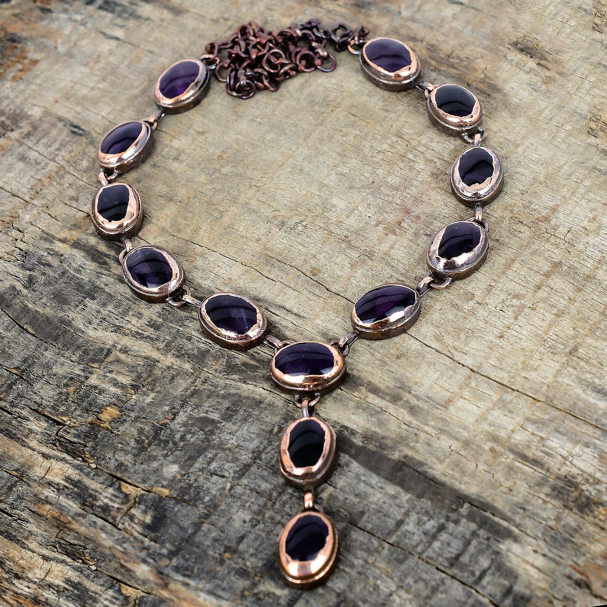 Star amethyst necklace electroformed copper necklace adjustable chain necklace dainty copper jewelry handmade gemstone necklace gift for mom