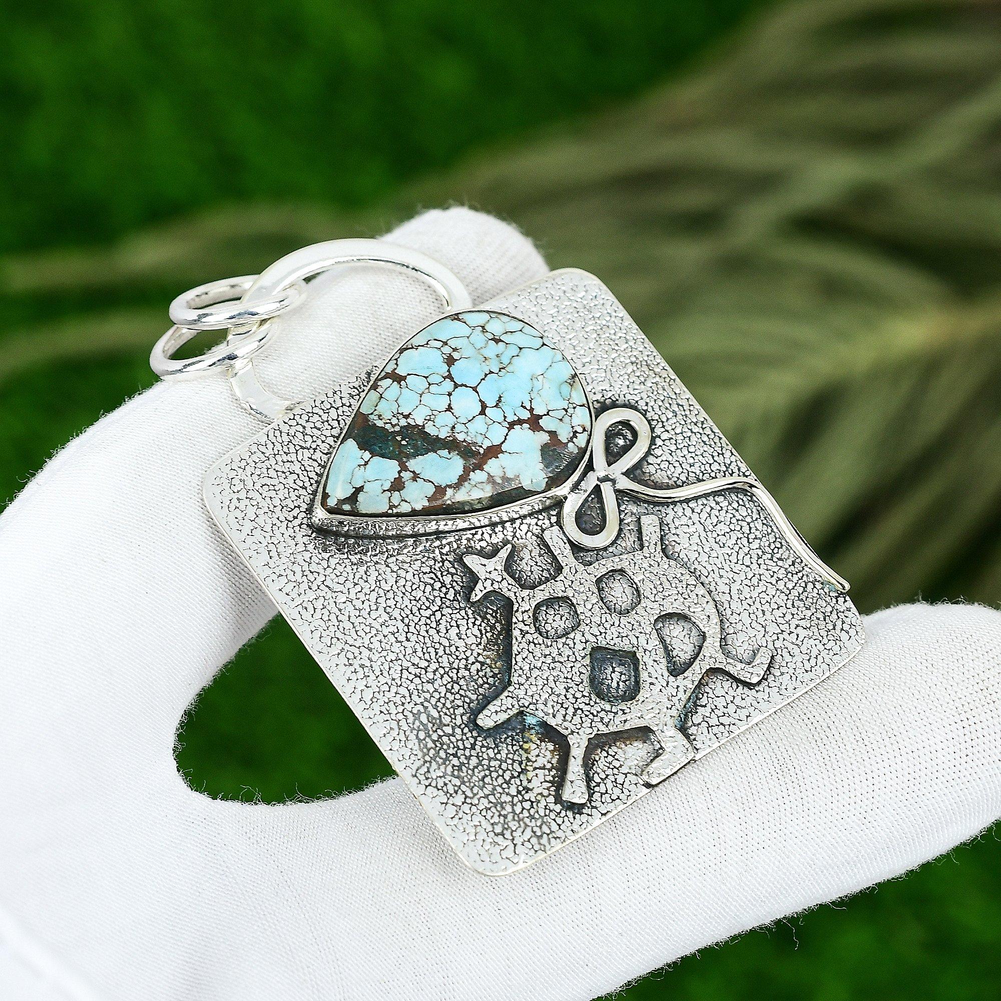 Sisters Day Sale Tibetan Turquoise Gemstone Sterling Silver Handcrafted Pendant