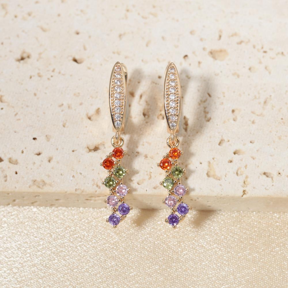 1 Pair Fashion Colorful Geometry Zirconia Dangle Earrings for Women Jewelry Wedding Party Accessories