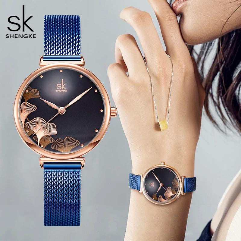 SHENGKE المبيعات الساخنة جودة الساعات النسائية الأصلية الأنيقة النساء الكوارتز ساعات المعصم هدايا للزوجة