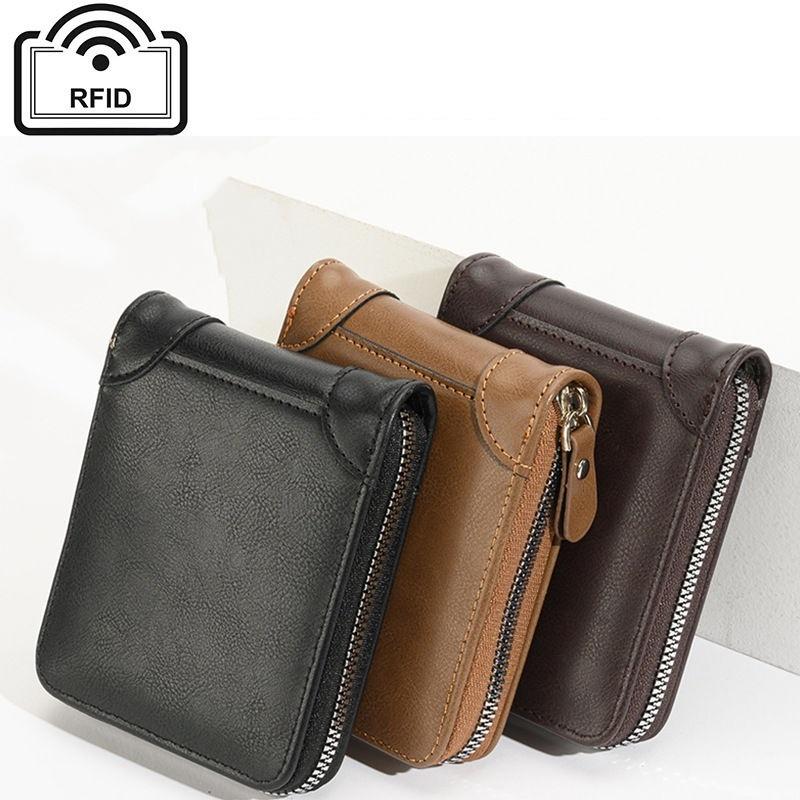 RFID Wallet Men Anti Theft Card Holder Wallets Vintage Design Fashion Money Bag Business Purse