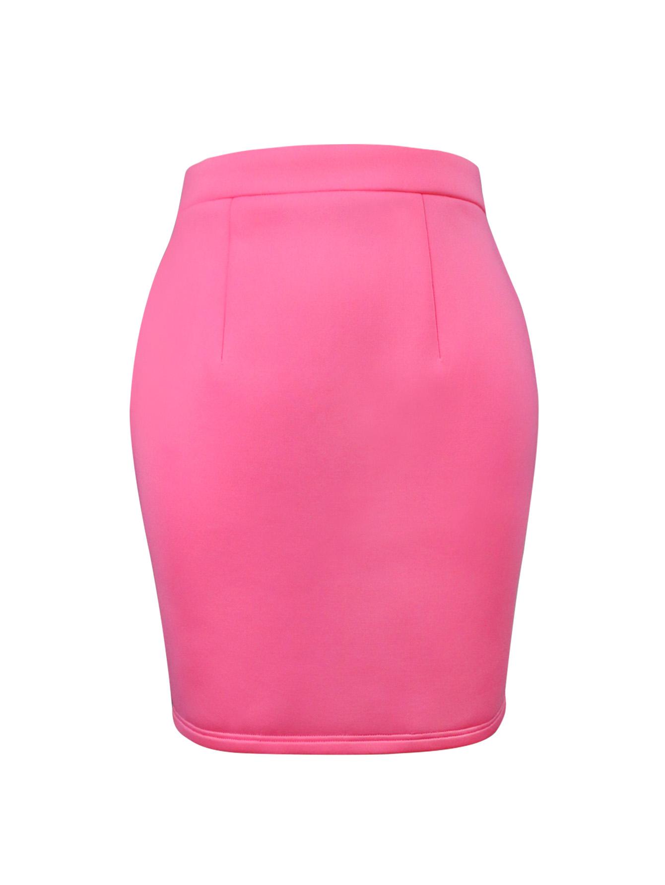 AOMEI Pink High Waist Skirts for Ladies Package Hip Evening Club Party Mini Skirt