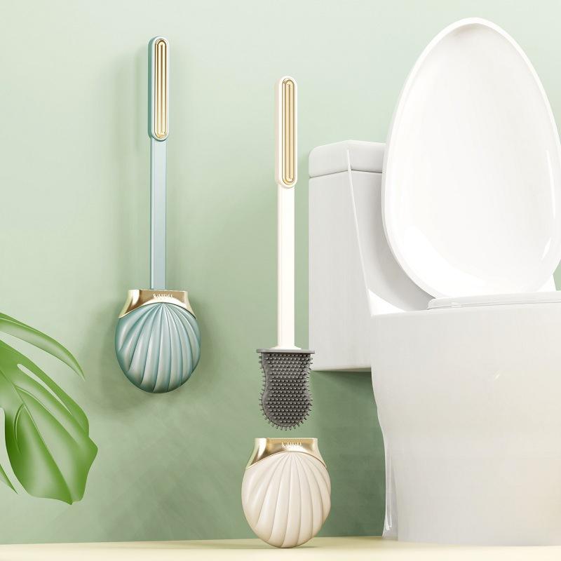 Set Scopino Per WC A Forma Di Elefante | Spazzola Con Setole In Silicone, Supporto Da Pavimento/Parete, Antibatterico, Bianco