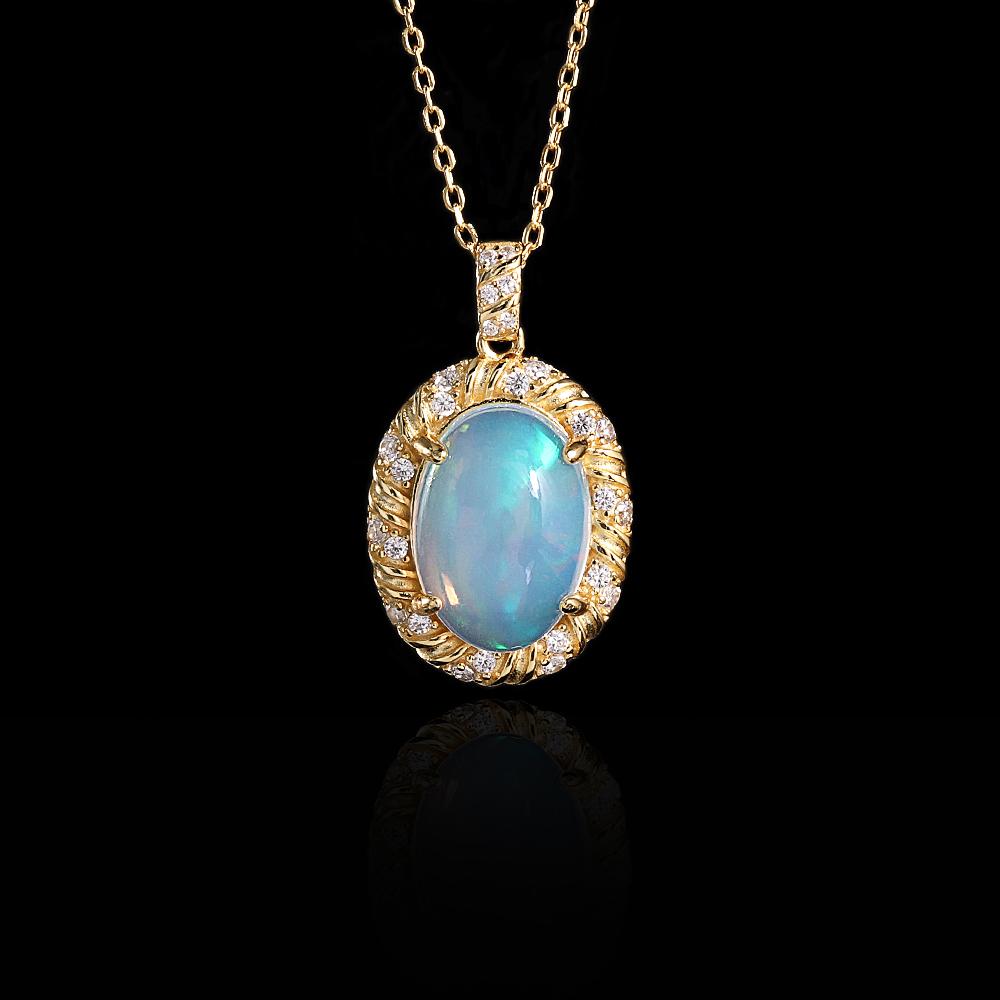 New 925 Sterling silver Necklace Loyalty stone Natural oval 10*14mm Ethiopia opal Pendant fine jewelry for women's Proposal gift