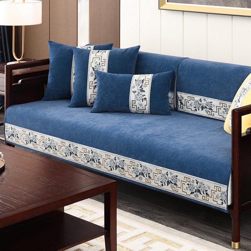 Chinese Style Sofa Covers Seat Cushion 4 Seasons Sofa Towel Modern Simple Living Room Corner Couch Chenille Polyester Armrest Towel